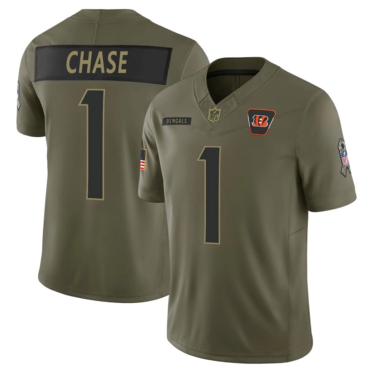 NWT Men\'s Bengals Olive 2025 Salute to Service Limited Stitched Jersey