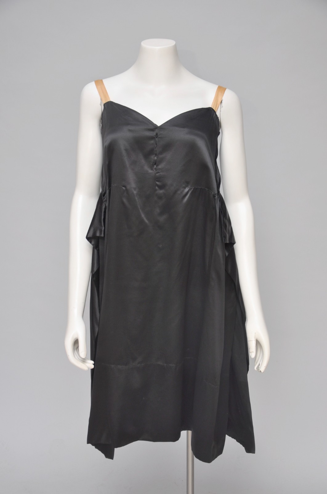 Antique VTG 1920s Black Silk Robe de Style Slip Dress Goth Unique XS/S Antique VTG 1920s Black Silk Robe de Style Slip Dress Goth Unique XS/S