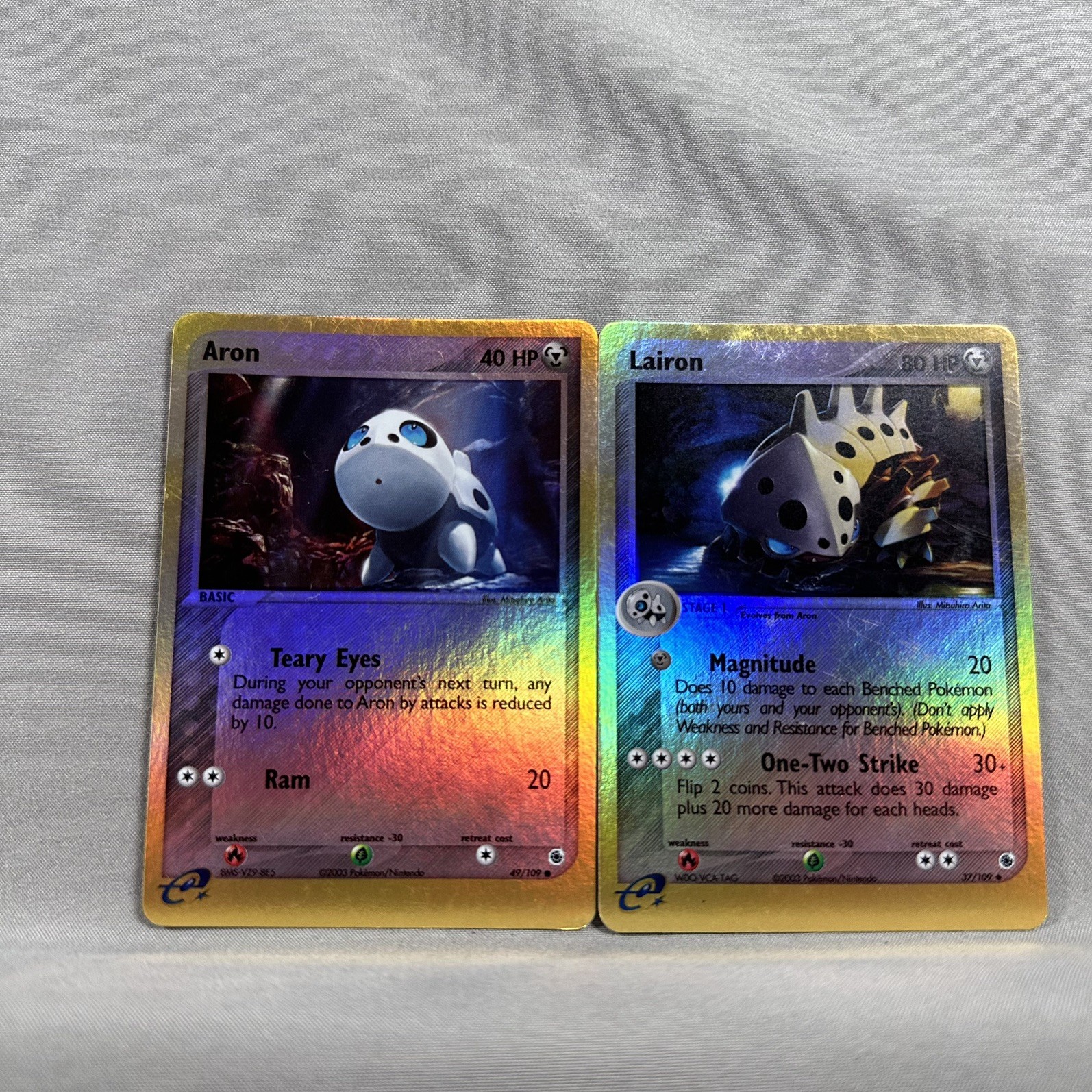 Pokémon TCG Aron 50/109, Lairon 37/109 Lot 2003 Holo Cards Nintendo Pokémon TCG Aron 50/109, Lairon 37/109 Lot 2003 Holo Cards Nintendo