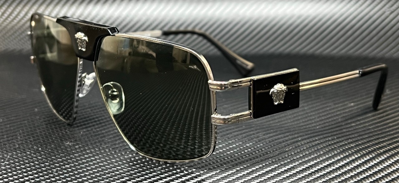 VERSACE VE2251 1001 2 Gunmetal Green Men\'s 63 mm Sunglasses
