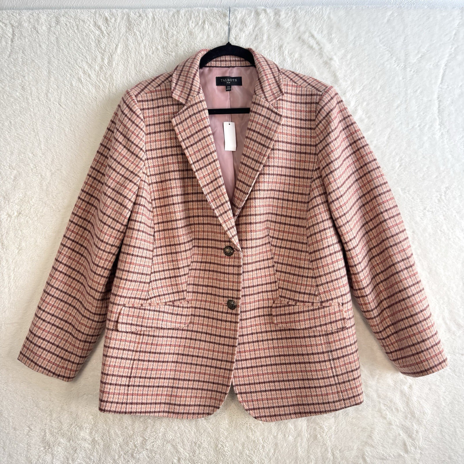 Talbots Classic Shetland Blazer Women’s 16W Pink Plaid Wool Old Money Preppy NEW Talbots Classic Shetland Blazer Women’s 16W Pink Plaid Wool Old Money Preppy NEW