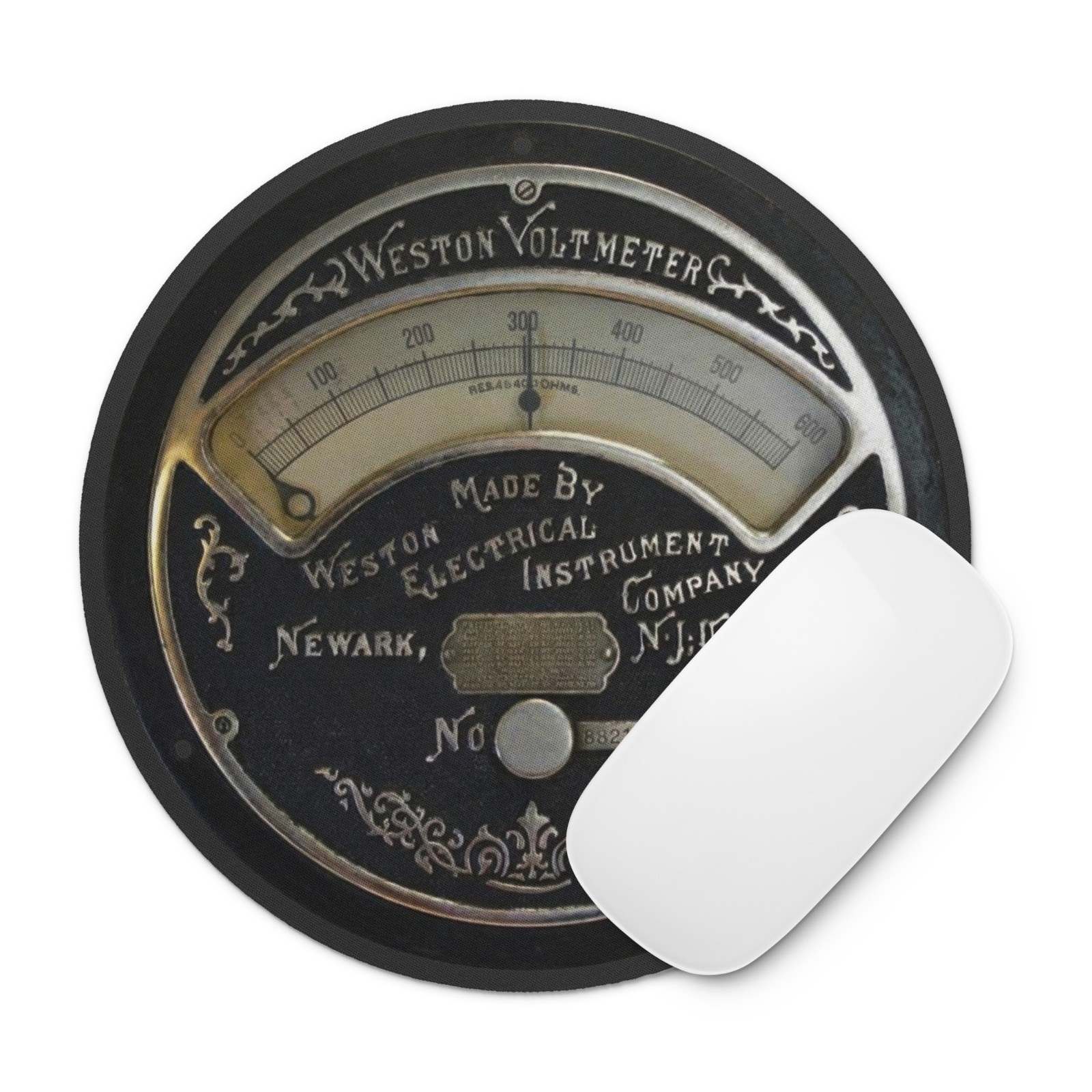 Vintage Weston Voltmeter - Newark NJ USA- Late 1800s - Round Mouse Pad – 8 Inch