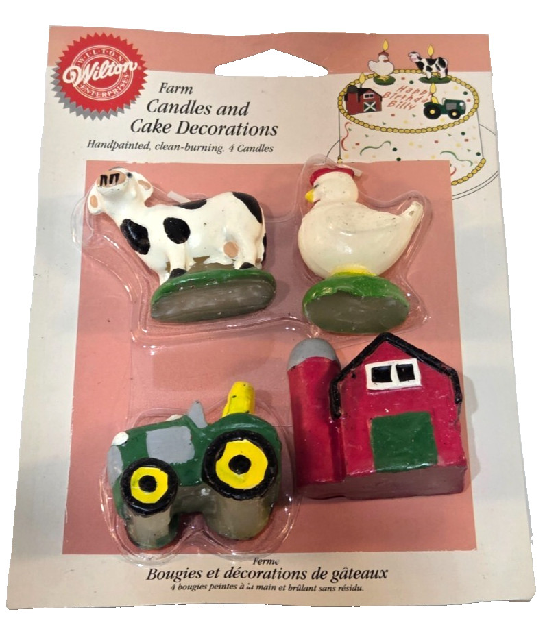 VTG Wilton Farm Candles Cow Chicken Tractor Barn Cake Topper Birthday VTG Wilton Farm Candles Cow Chicken Tractor Barn Cake Topper Birthday