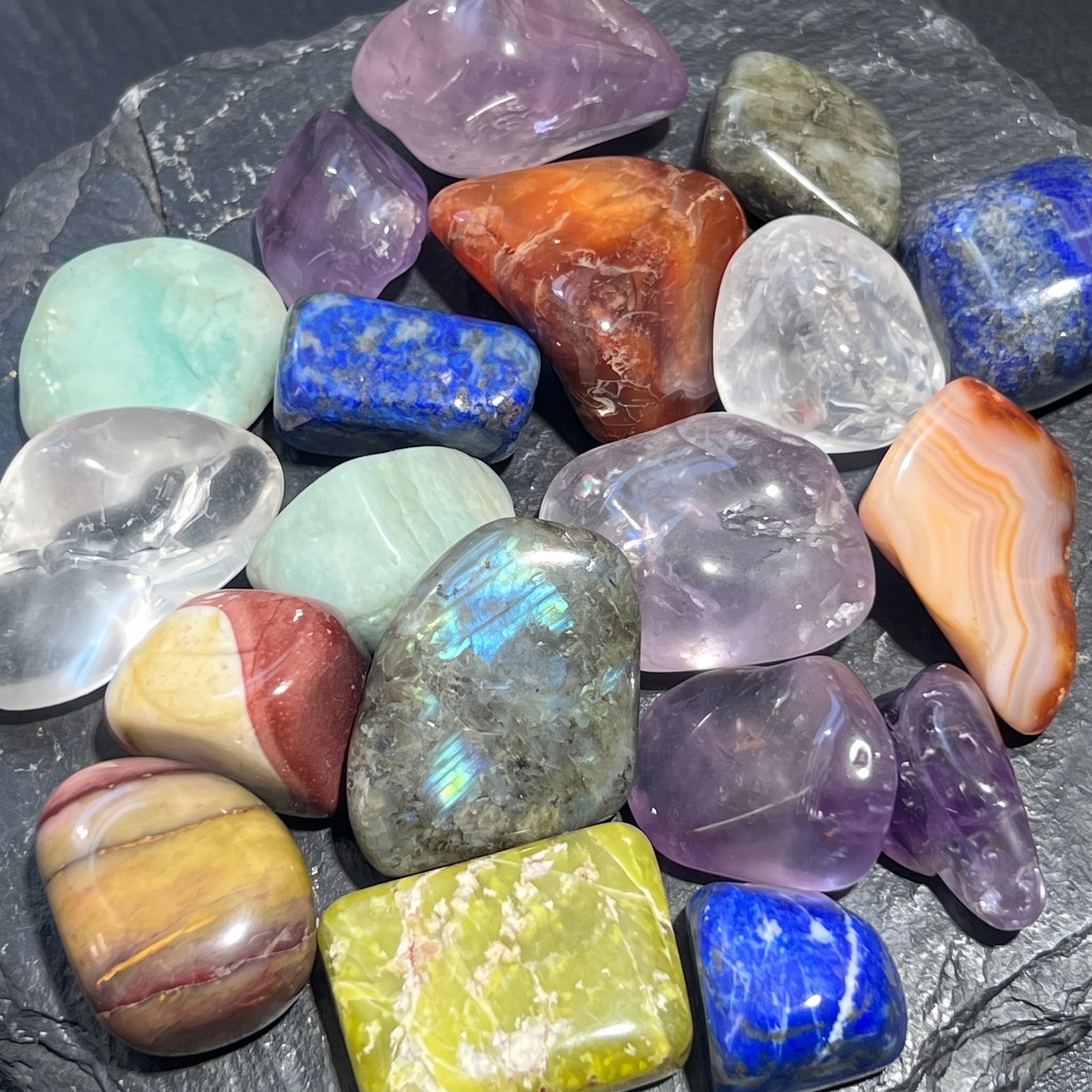 Assorted Tumbled Stones And Crystals Mix (By The Ounce or Pound) Wholesale Assorted Tumbled Stones And Crystals Mix (By The Ounce or Pound) Wholesale