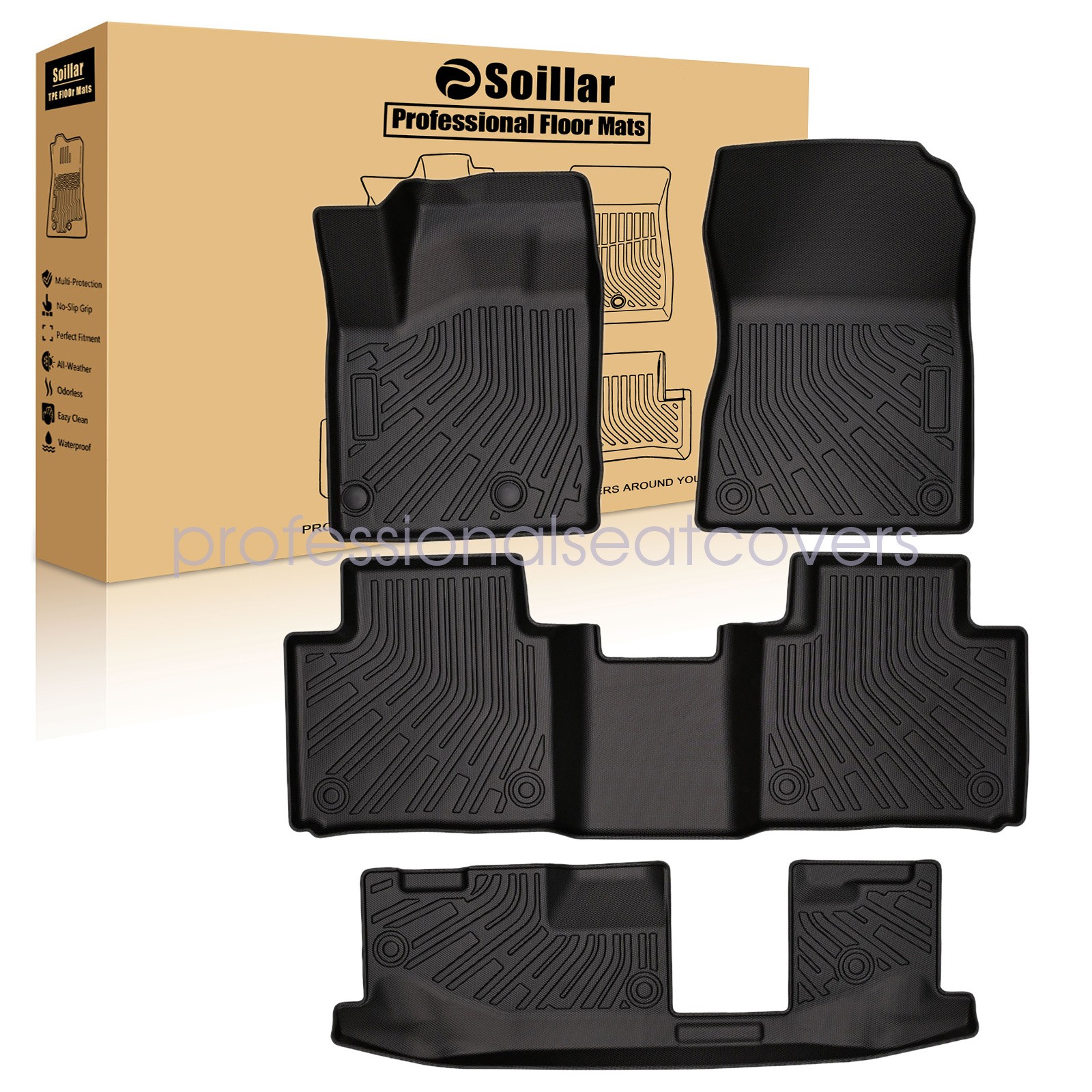 TPE Fits 2022-2025 Mitsubishi Outlander 3D Floor Mats Liners All-Weather Black