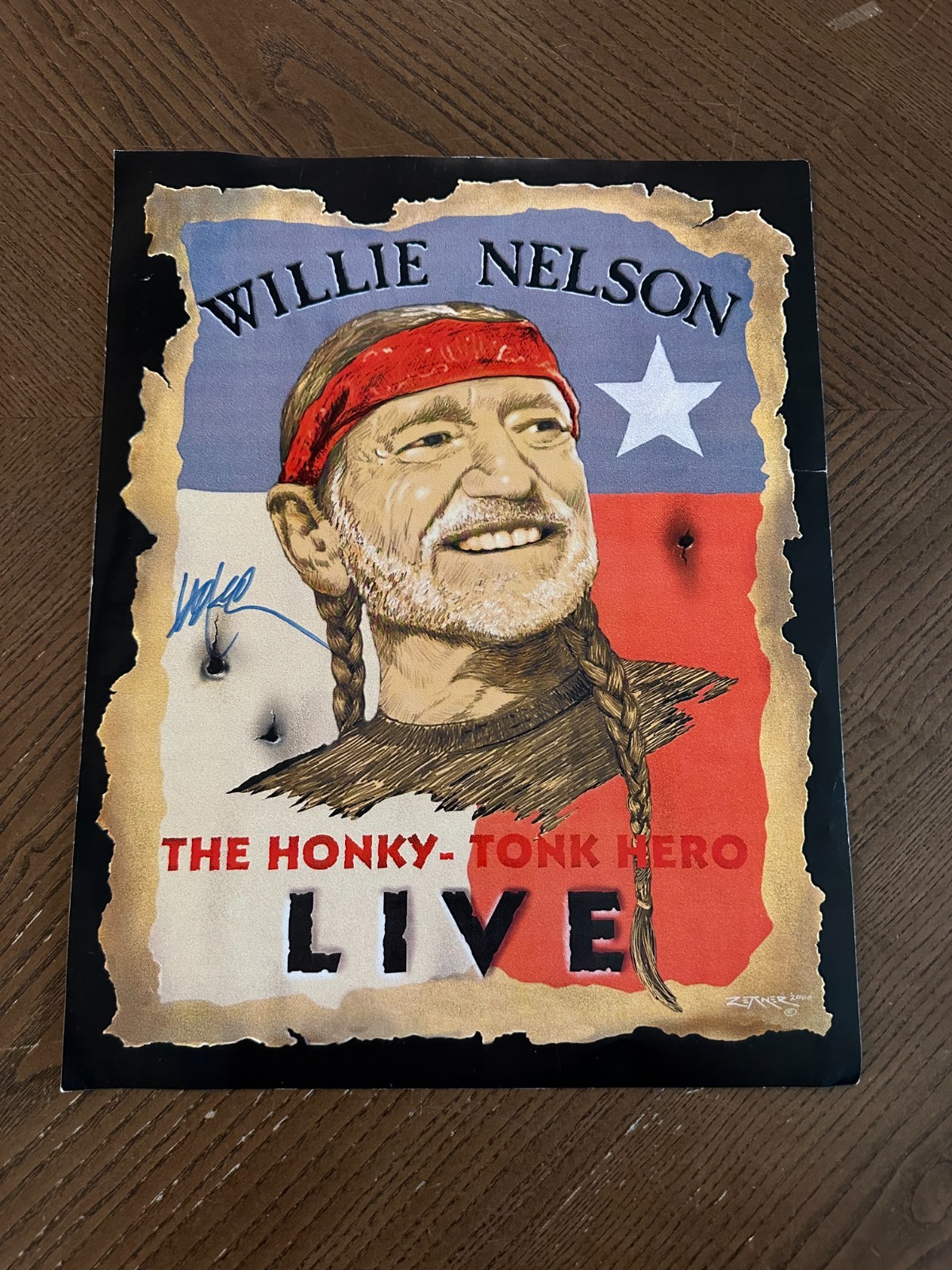 Willie Nelson The Honky Tonk Hero Live Signed Poster Willie Nelson Willie Nelson The Honky Tonk Hero Live Signed Poster Willie Nelson