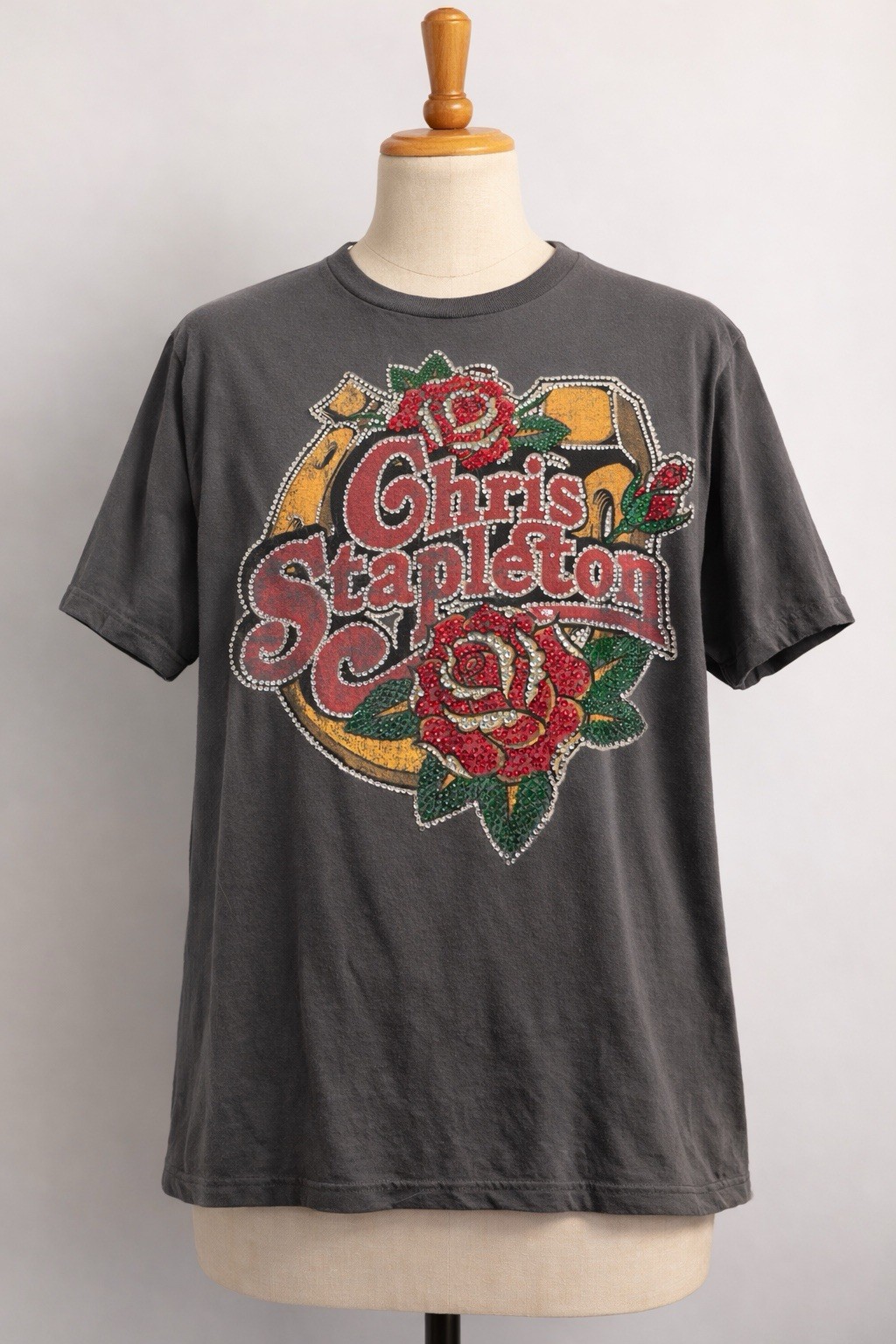 Official Chris Stapleton Rhinestone Rose Graphic Concert T-Shirt Country Music