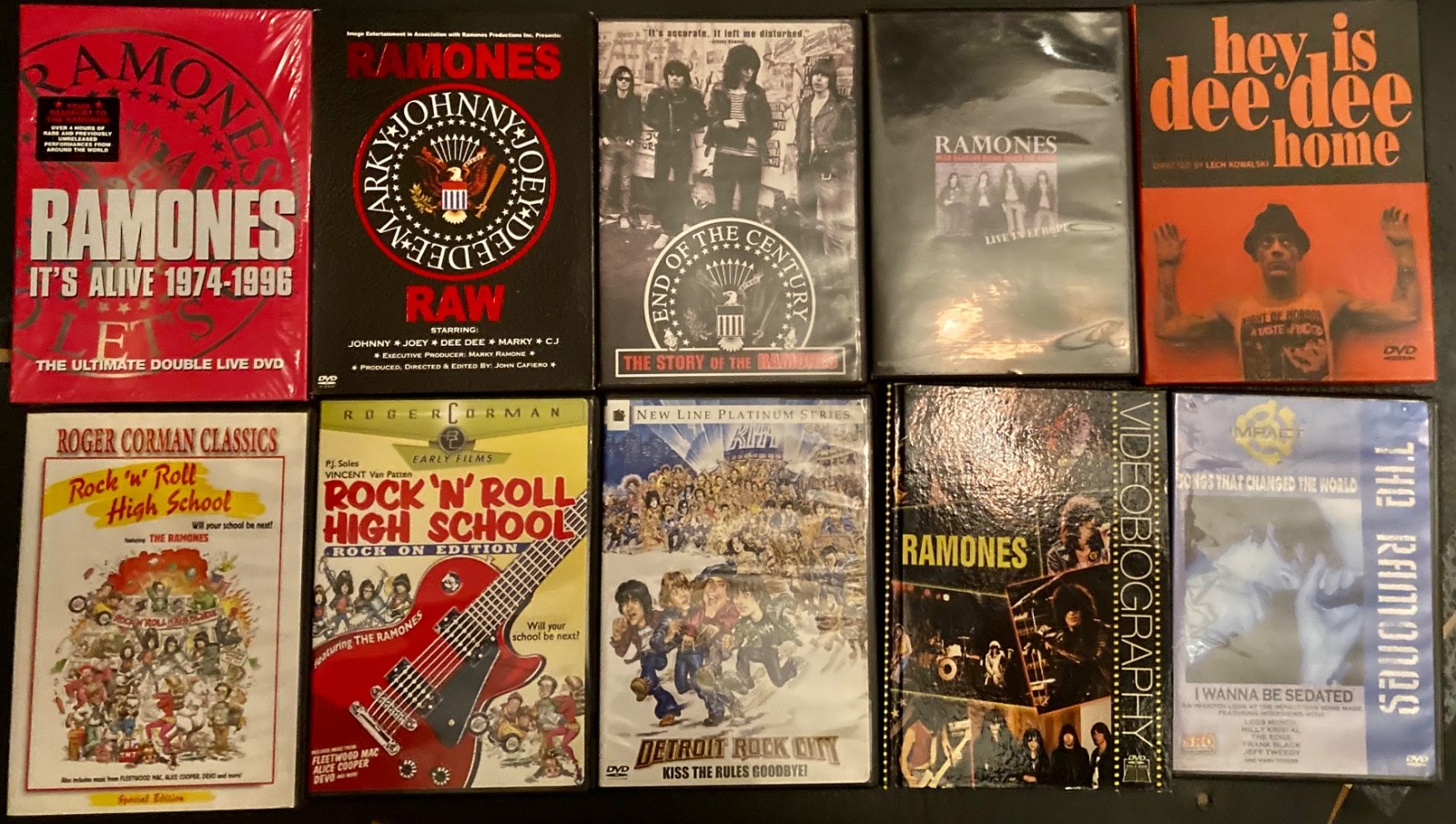 THE RAMONES Lot of 10 DVD discs, all look NM unplayed  An INSTANT  COLLECTION