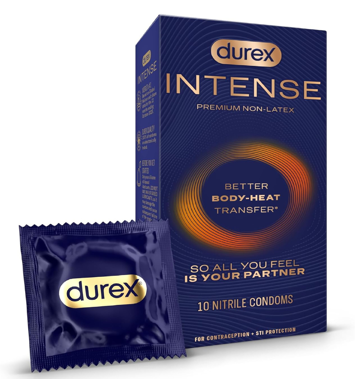 Durex Intense Non Latex Condoms, Ultra Thin Condoms Lubricated with Silicone Lub Durex Intense Non Latex Condoms, Ultra Thin Condoms Lubricated with Silicone Lub