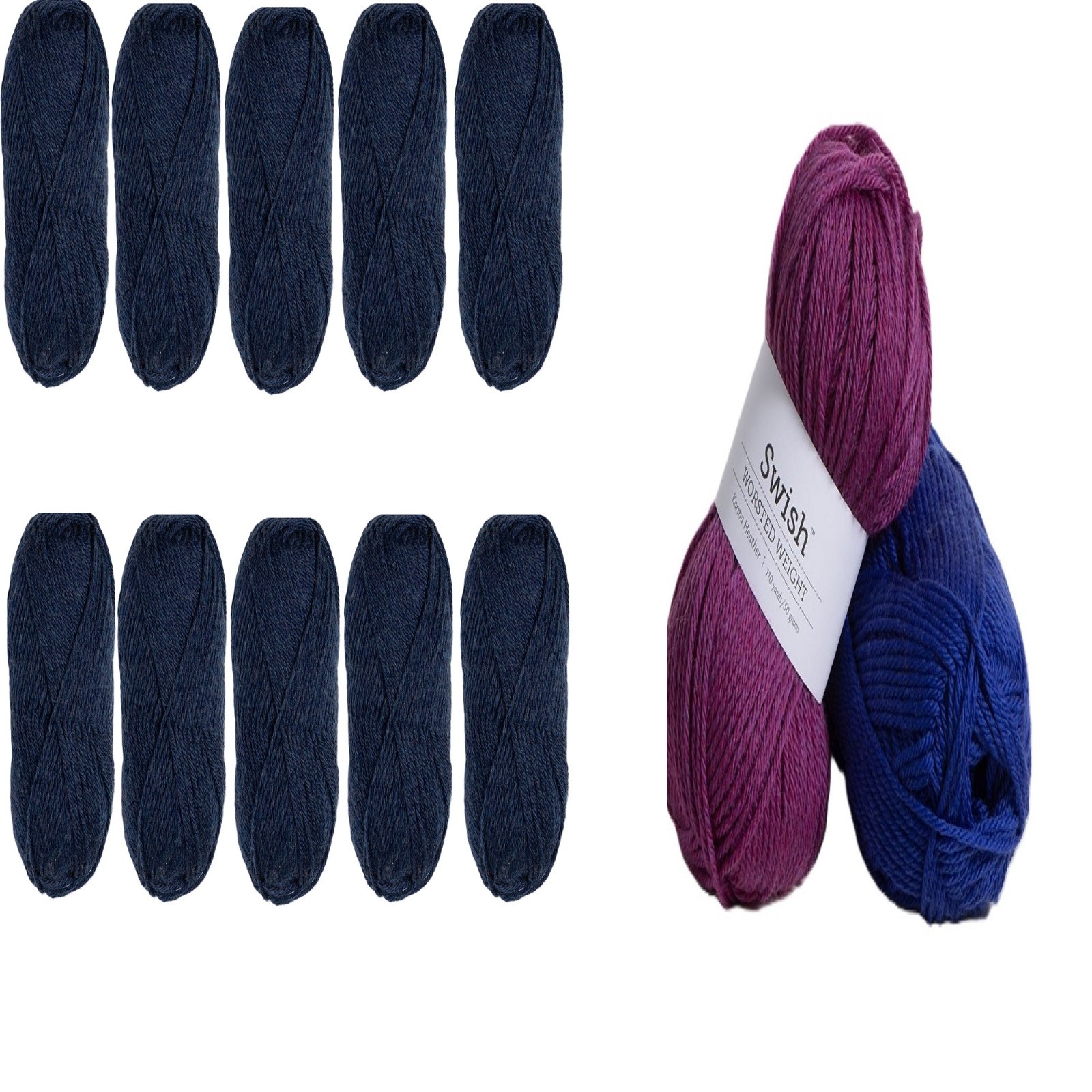 Knit Picks Swish Worsted Yarn 10 Pack 100% Superwash Merino Wool Delft Heather
