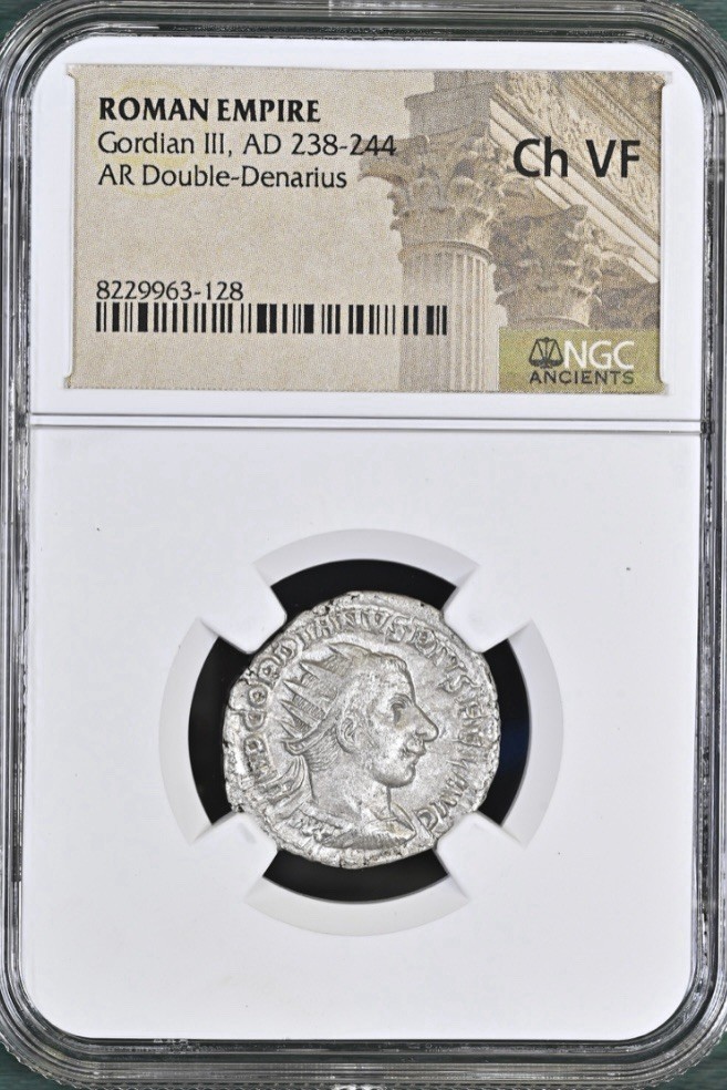 Ancient Silver Roman Coin Emperor Gordian III 238-244AD NGC Graded ChVF Genuine