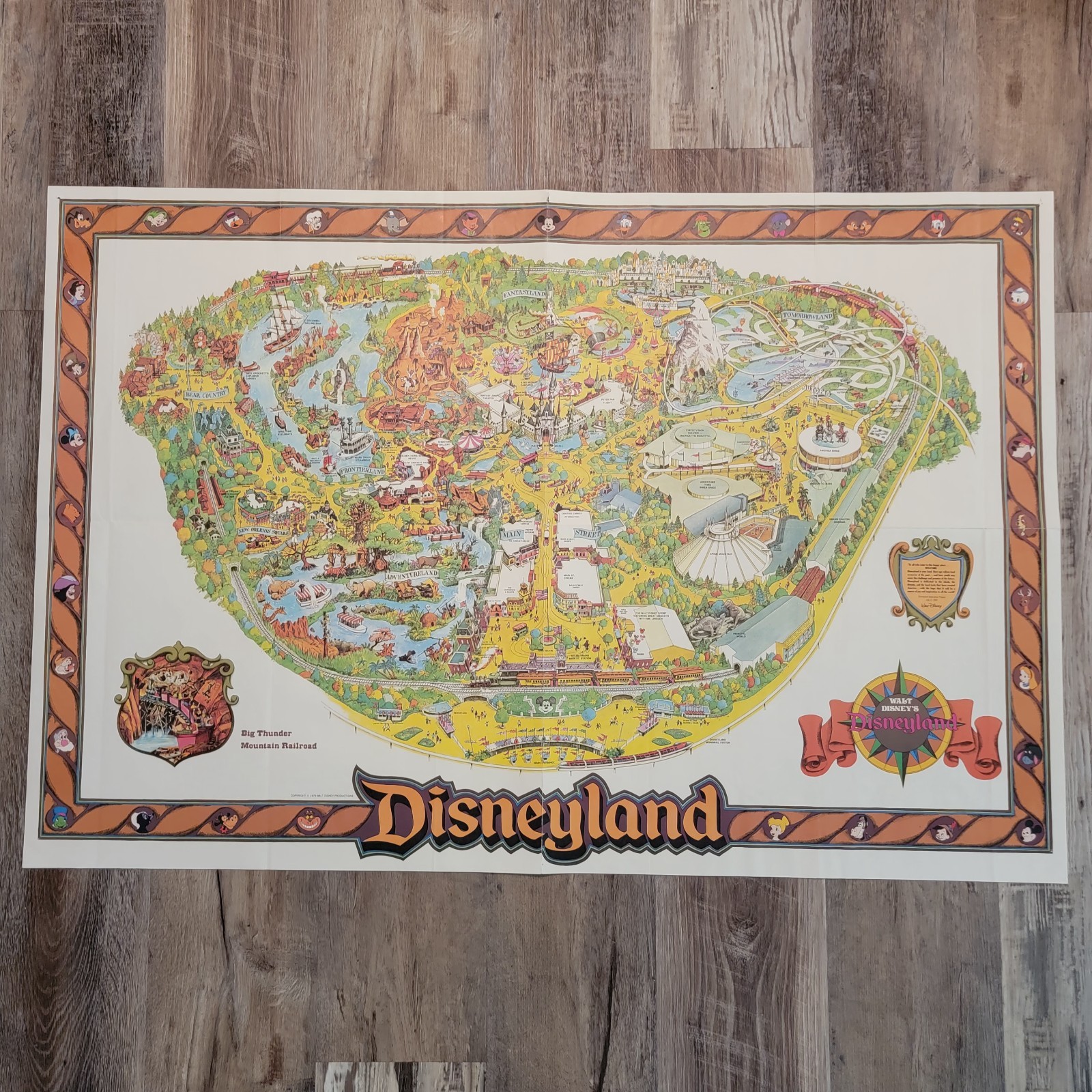 Vintage 1979 Walt Disney Disneyland Large Wall Map 30 Vintage 1979 Walt Disney Disneyland Large Wall Map 30