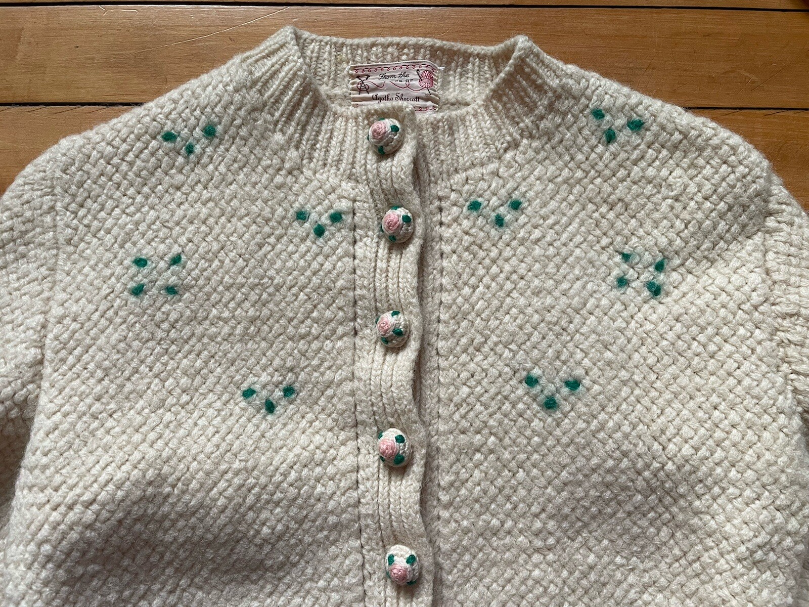 VTG 50s Hand-knit Folk Cropped Cardigan Jacket Sweater Austrian Trachten Country