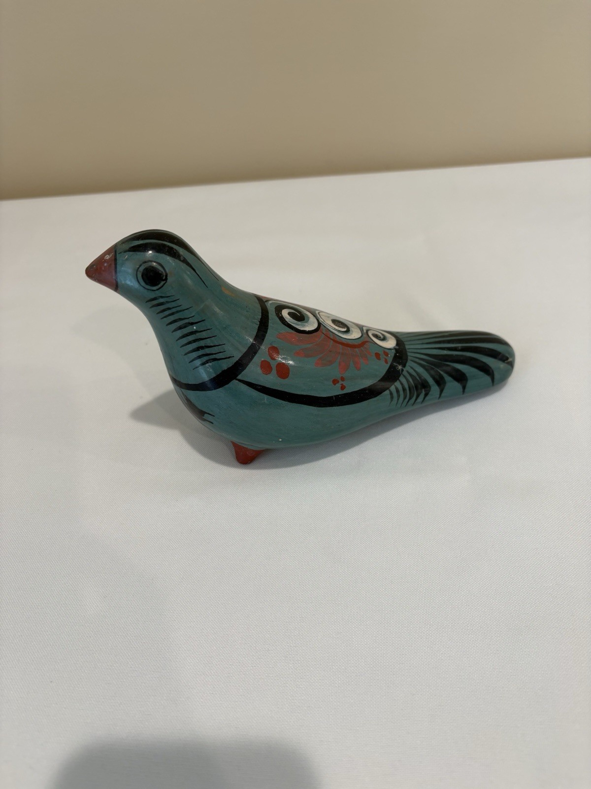 Vintage Mexican Folk Art Hand Carved Painted Wooden Bird Mexico