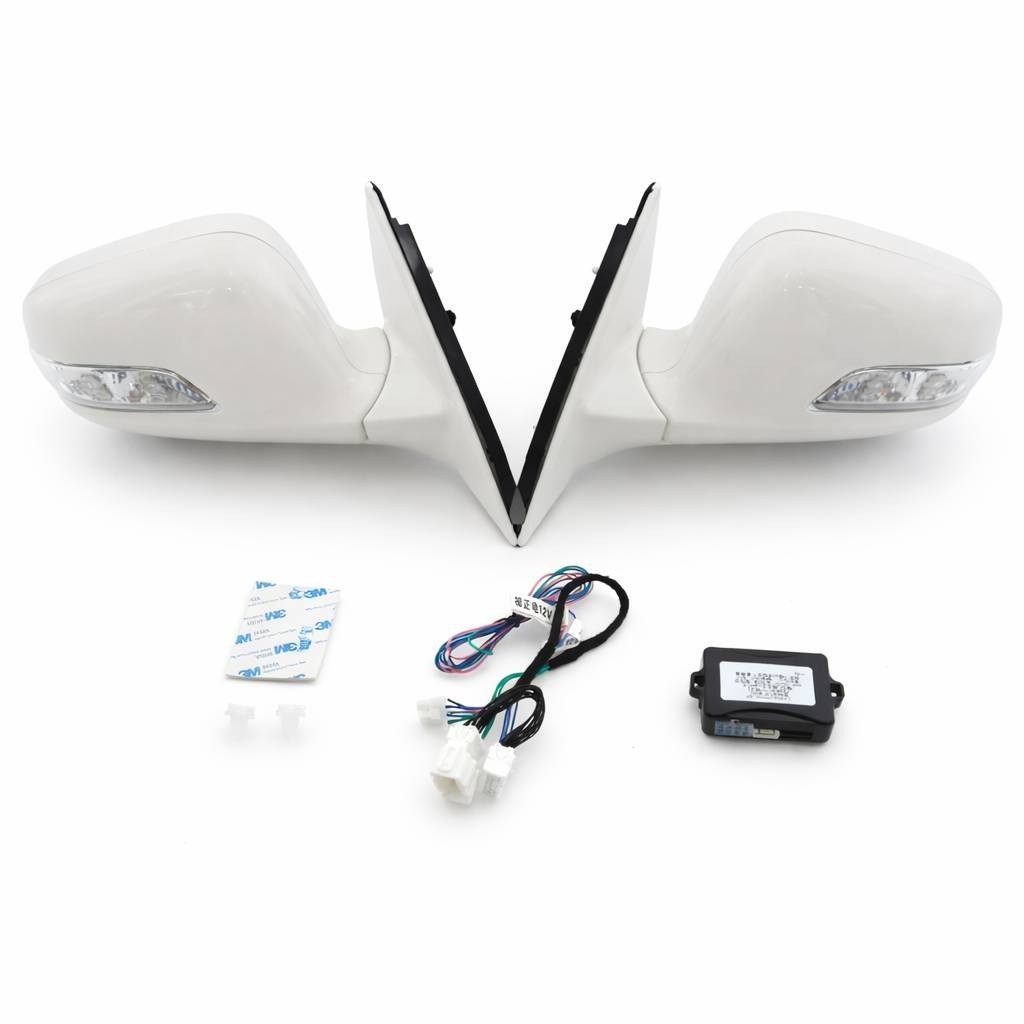 White Auto Power Folding Mirrors With wiring for HONDA ACCORD 08 ~12 8th Gen