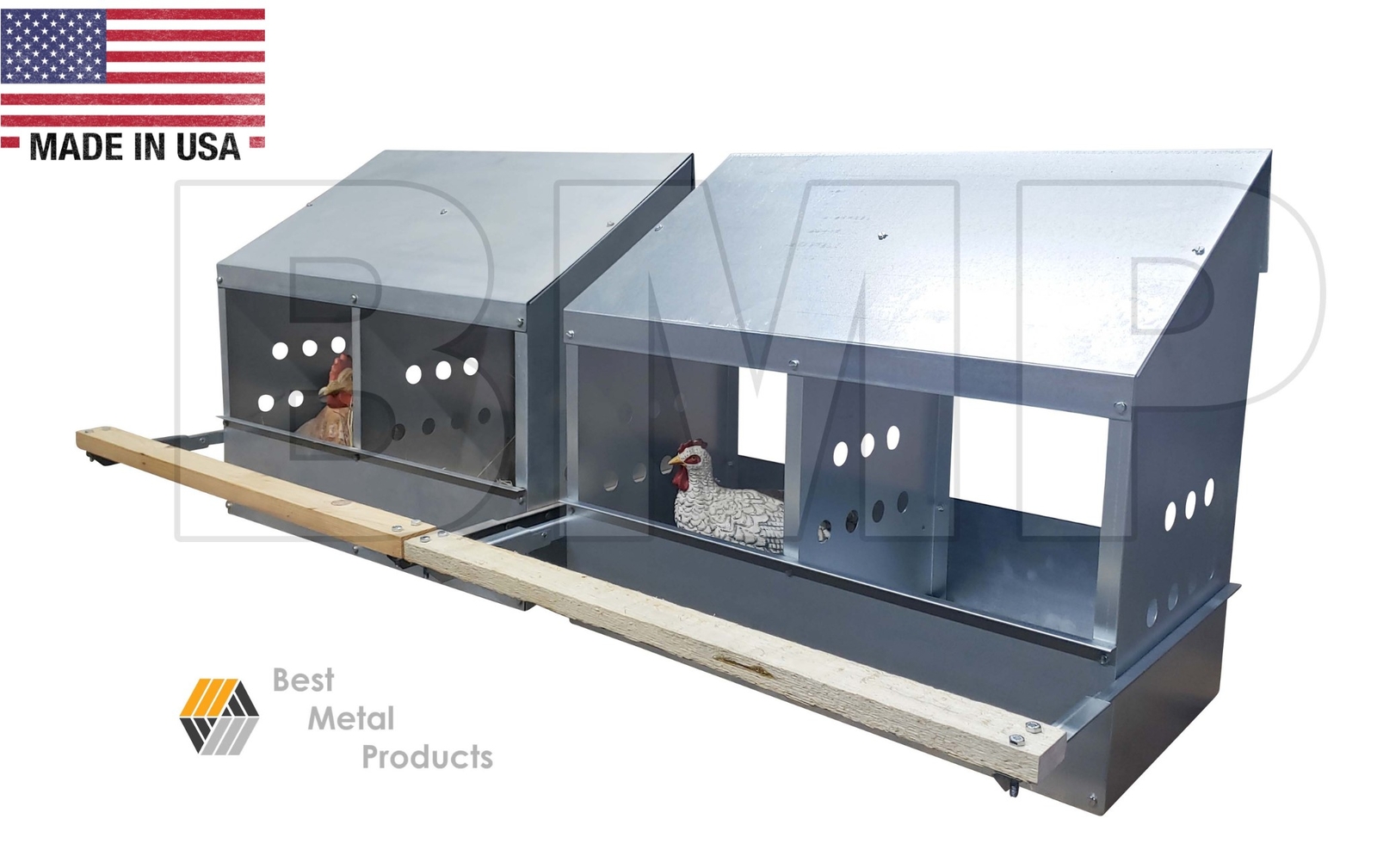 Heavy-Duty 2-Hole Chicken Nesting Box Set (2-Pack)  Galvanized Steel, 0300107-2