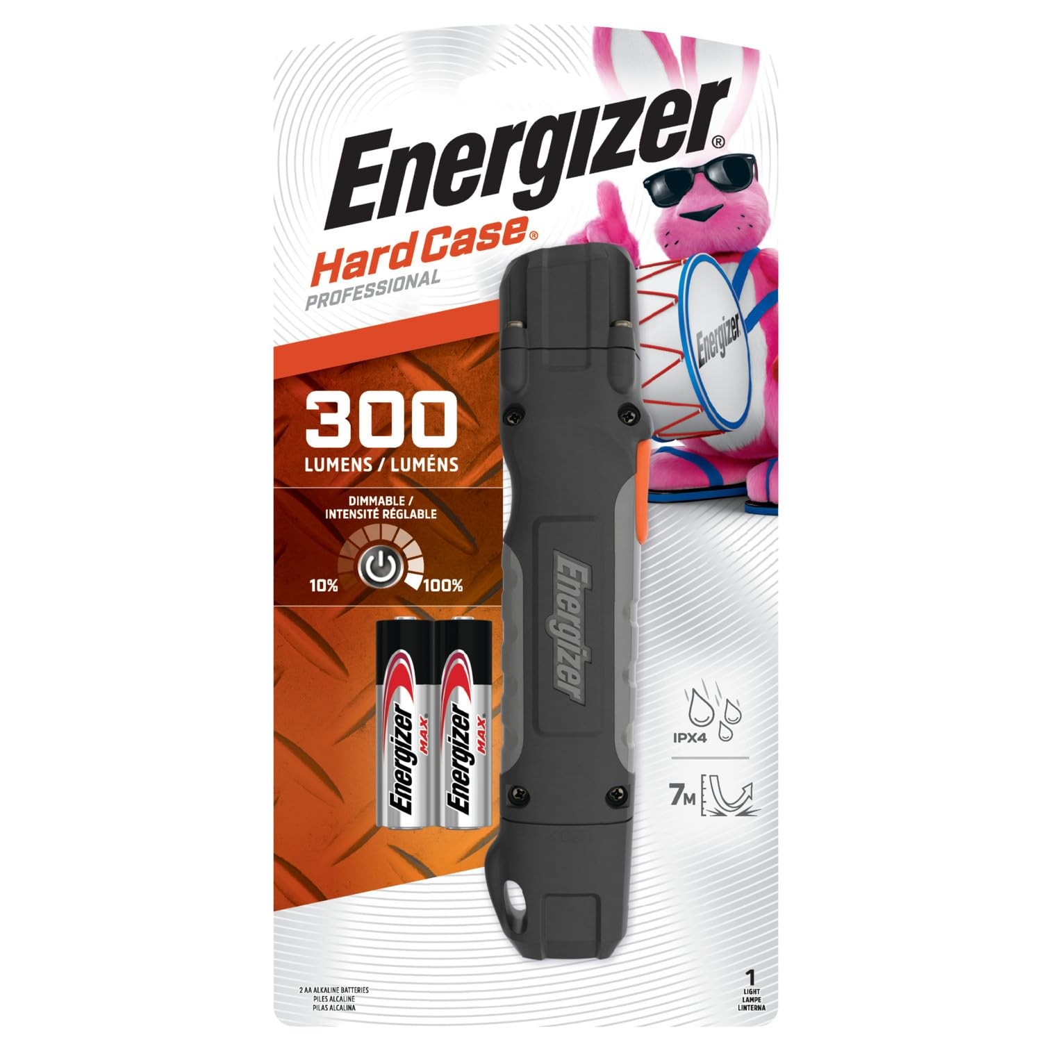 Energizer HardCase Flashlight 300 Lumen Black LED AA Batteries Included Energizer HardCase Flashlight 300 Lumen Black LED AA Batteries Included