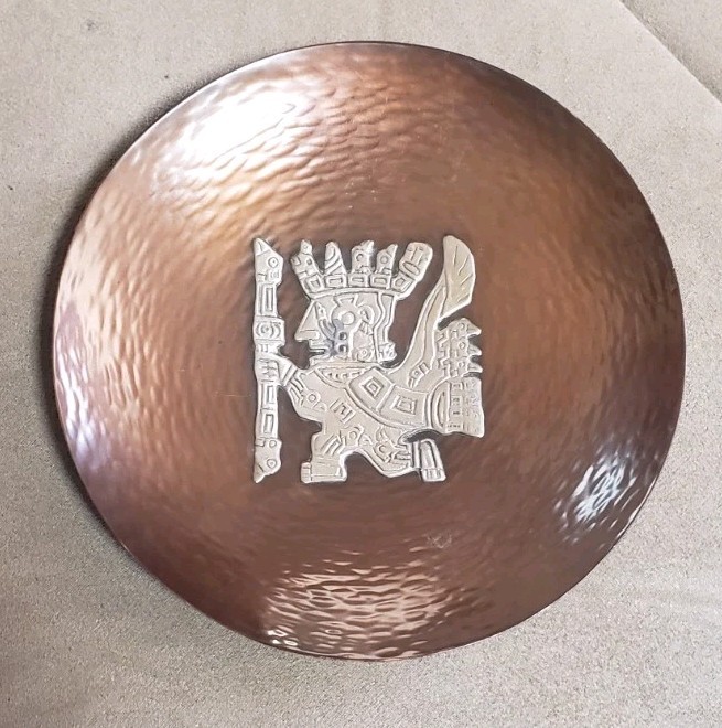 Vintage Vicky Industria Peru Copper & Sterling Silver Plate 925 Maya Design Vintage Vicky Industria Peru Copper & Sterling Silver Plate 925 Maya Design