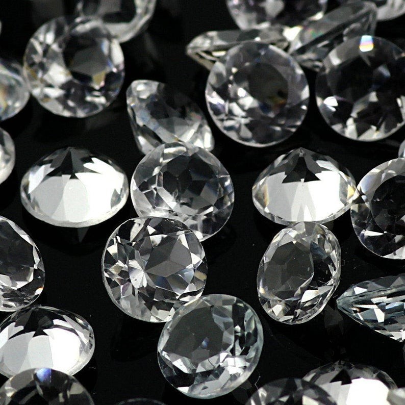 Natural White Topaz Round Faceted Cut 3mm To 15mm Loose Gemstone Natural White Topaz Round Faceted Cut 3mm To 15mm Loose Gemstone