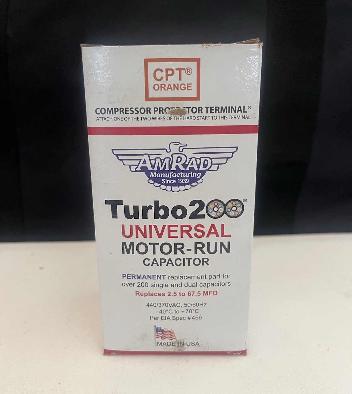 AmRad Turbo 200 Motor-Run Capacitor 2.5 to 67.5 MFD 370/440 VAC AmRad Turbo 200 Motor-Run Capacitor 2.5 to 67.5 MFD 370/440 VAC