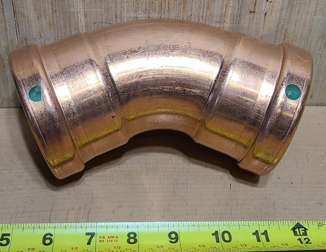 Viega 20658 ProPress Zero Lead Copper XL-C 45-Degree Elbow with 3-Inch P x P Viega 20658 ProPress Zero Lead Copper XL-C 45-Degree Elbow with 3-Inch P x P