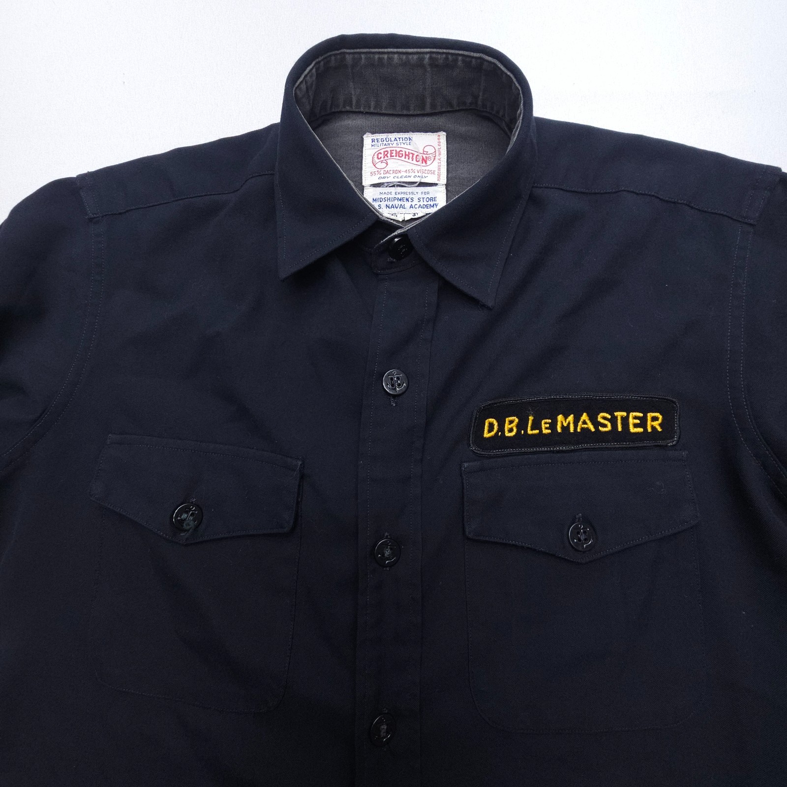 VTG 50s Creighton US Naval Academy Midshipmen\'s Shirt Anchor Button Mens Small VTG 50s Creighton US Naval Academy Midshipmen\'s Shirt Anchor Button Mens Small