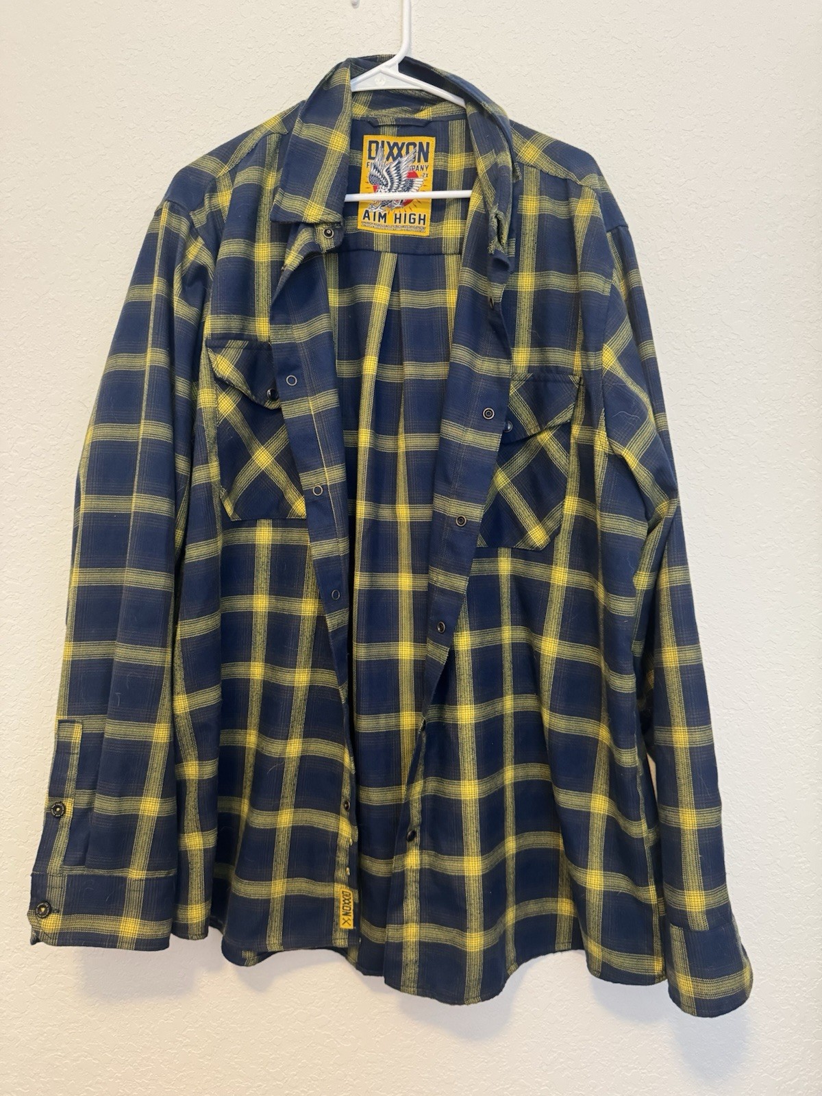 Dixon Flannel Co Aim High Men\'s 2XL Blue and Yellow Plaid Button Up