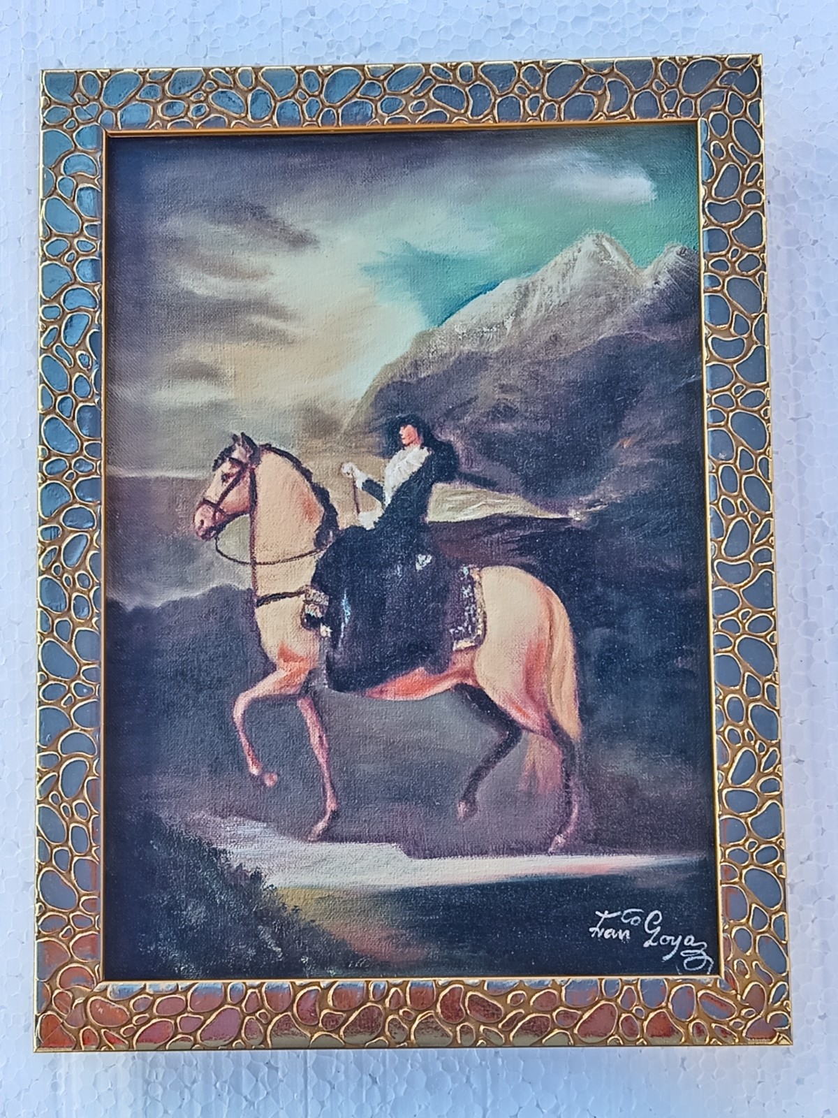 Francisco de Goya, Painting Oil On Canvas , signed stamped vintage.