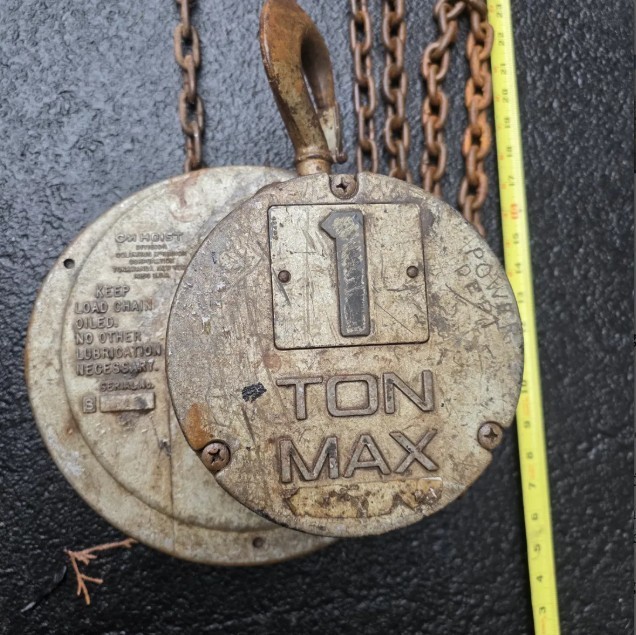 CM Cyclone Model S 1 Ton Manual Chain Hoist ~18 FOOT LIFT  Columbus McKinnon