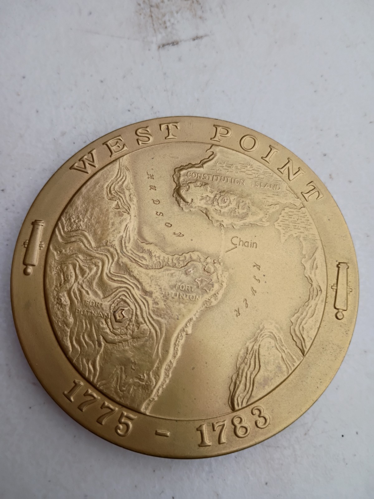 Vintage West Point Bronze Medallion Revolutionary War Hudson River Map 1775-1783 Vintage West Point Bronze Medallion Revolutionary War Hudson River Map 1775-1783
