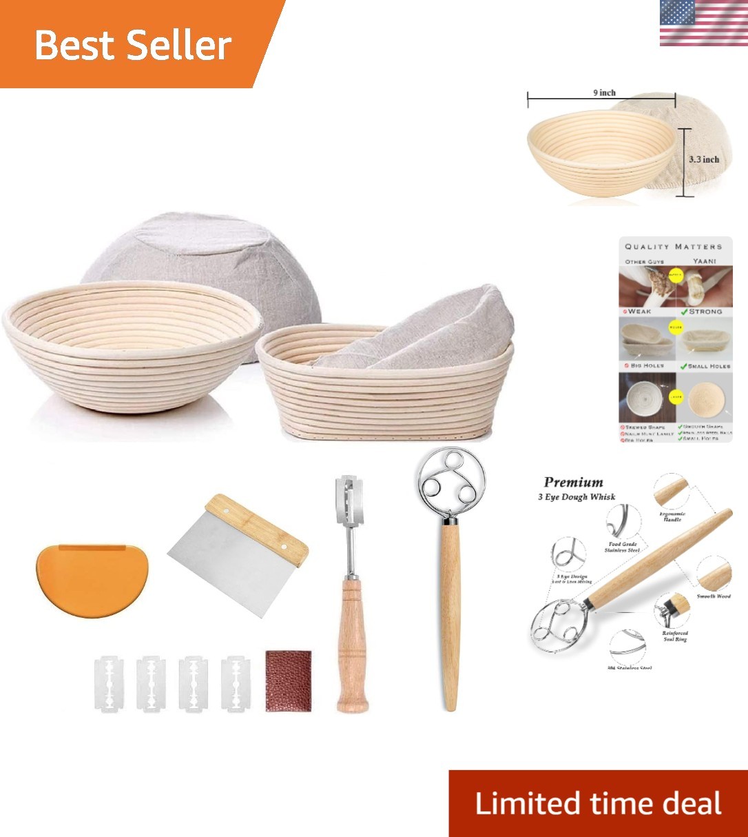 Ultimate Sourdough Bread Kit: Round & Oval Baskets, Tools for Perfect Loaves
