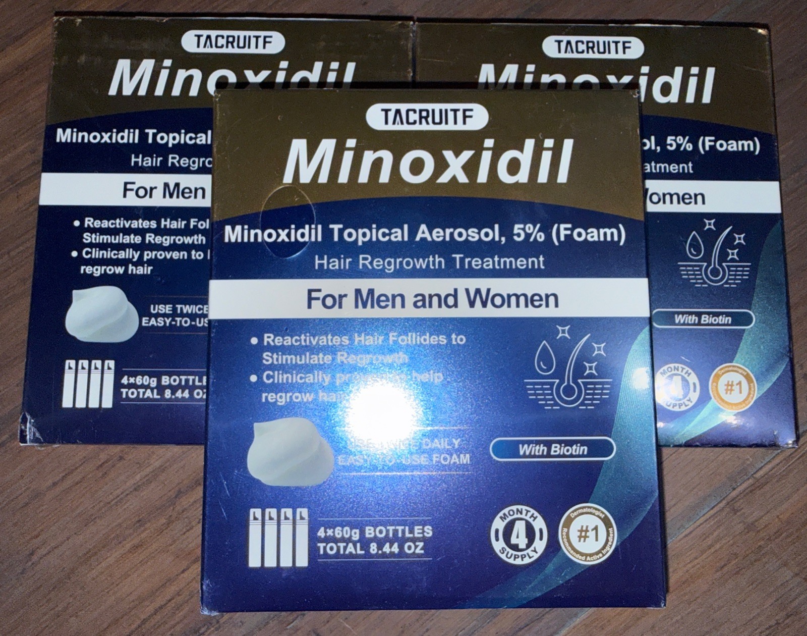 BEST DEAL - Minoxidil 5% + Biotin foam- 3x 4 mth = 1 Year Supply - NEW Exp 9/27