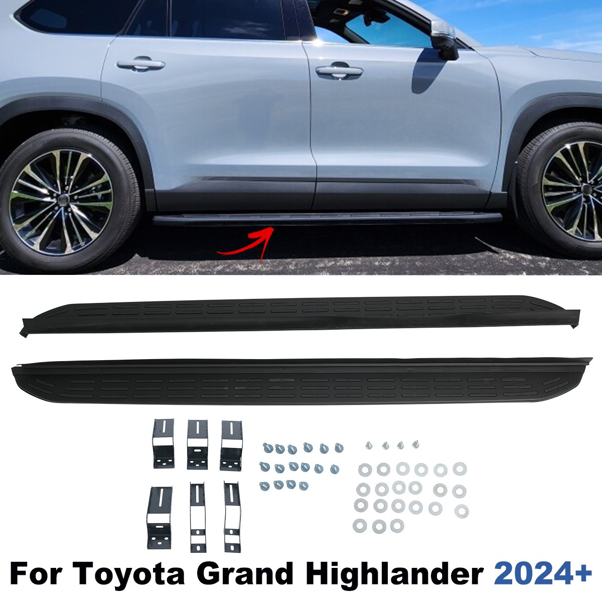 Running Board Fits Toyota Grand Highlander 2024-2026 Aluminum Side Step Nerf Bar