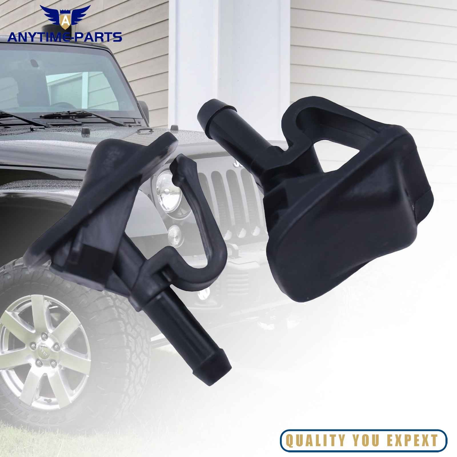 For 2002-2012 Jeep Wrangler & 2002-06 Jeep TJ 2x Front Windshield Washer Nozzle