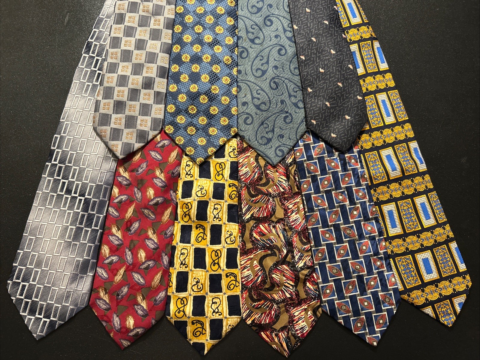 Vintage EUC Lot 10 Ties Made In Italy Designer Tie Lot Zegna Brioni Armani