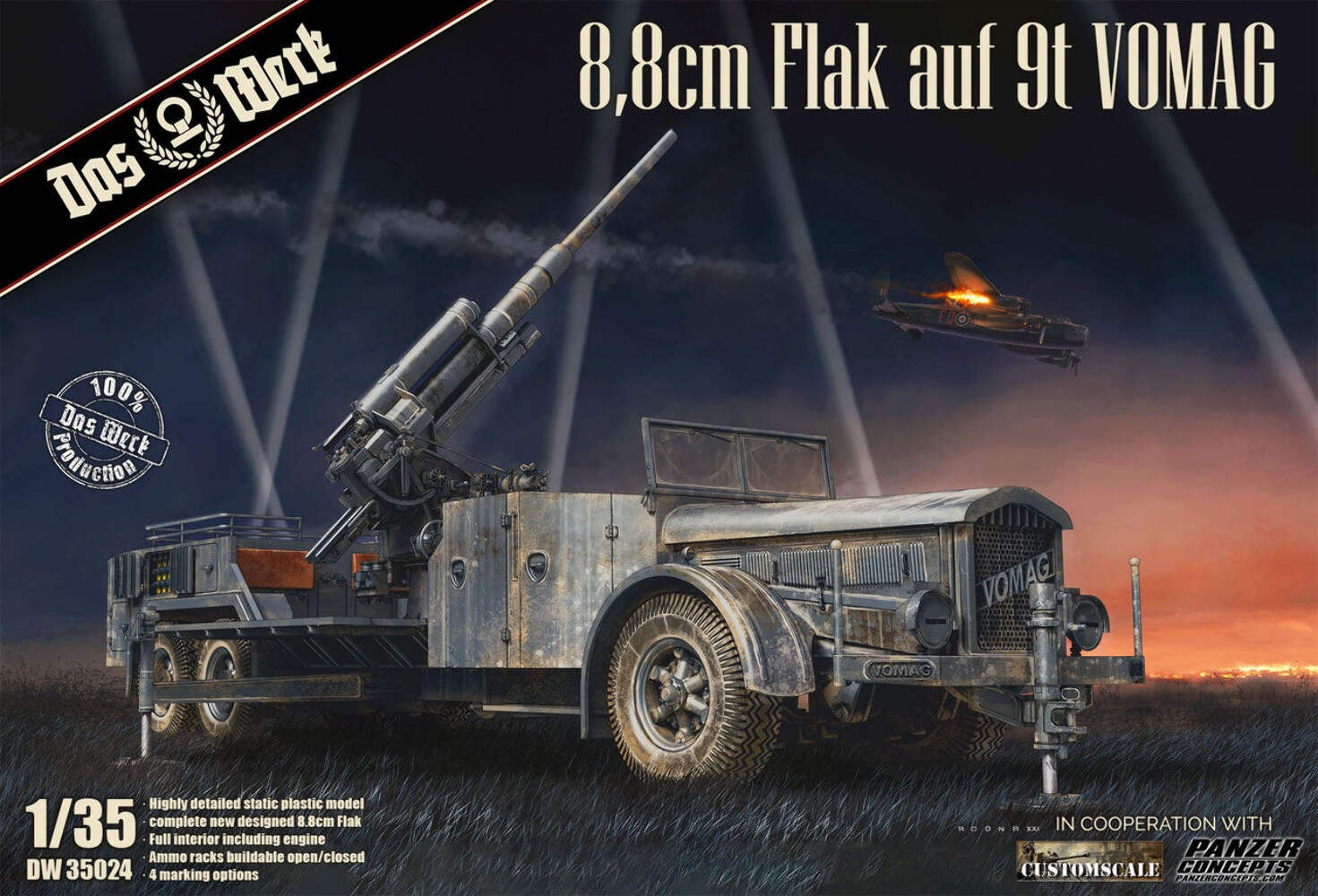 Das Werk 35024 1/35 88mm Flak auf 9t VOMAG Artillery Flak Bus Das Werk 35024 1/35 88mm Flak auf 9t VOMAG Artillery Flak Bus