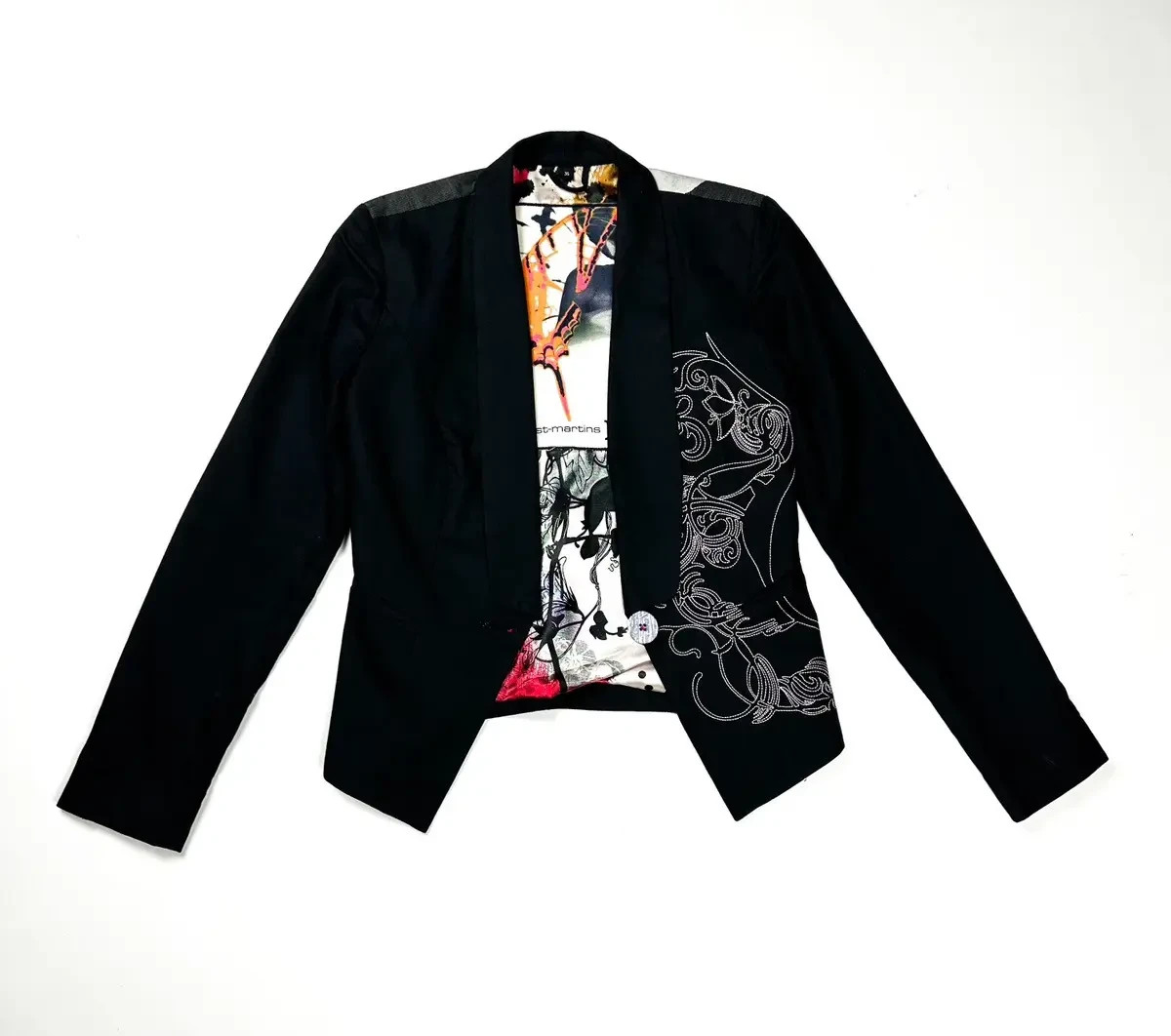 St. Martins Abstract Graphic Print Blazer Jacket Art Lined