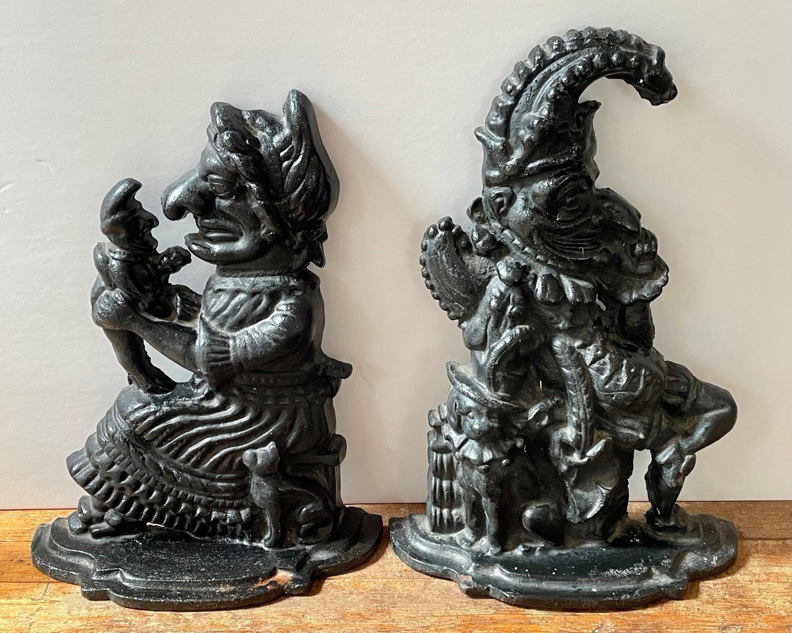 Punch and Judy Antique Cast Iron Doorstops Punch and Judy Antique Cast Iron Doorstops