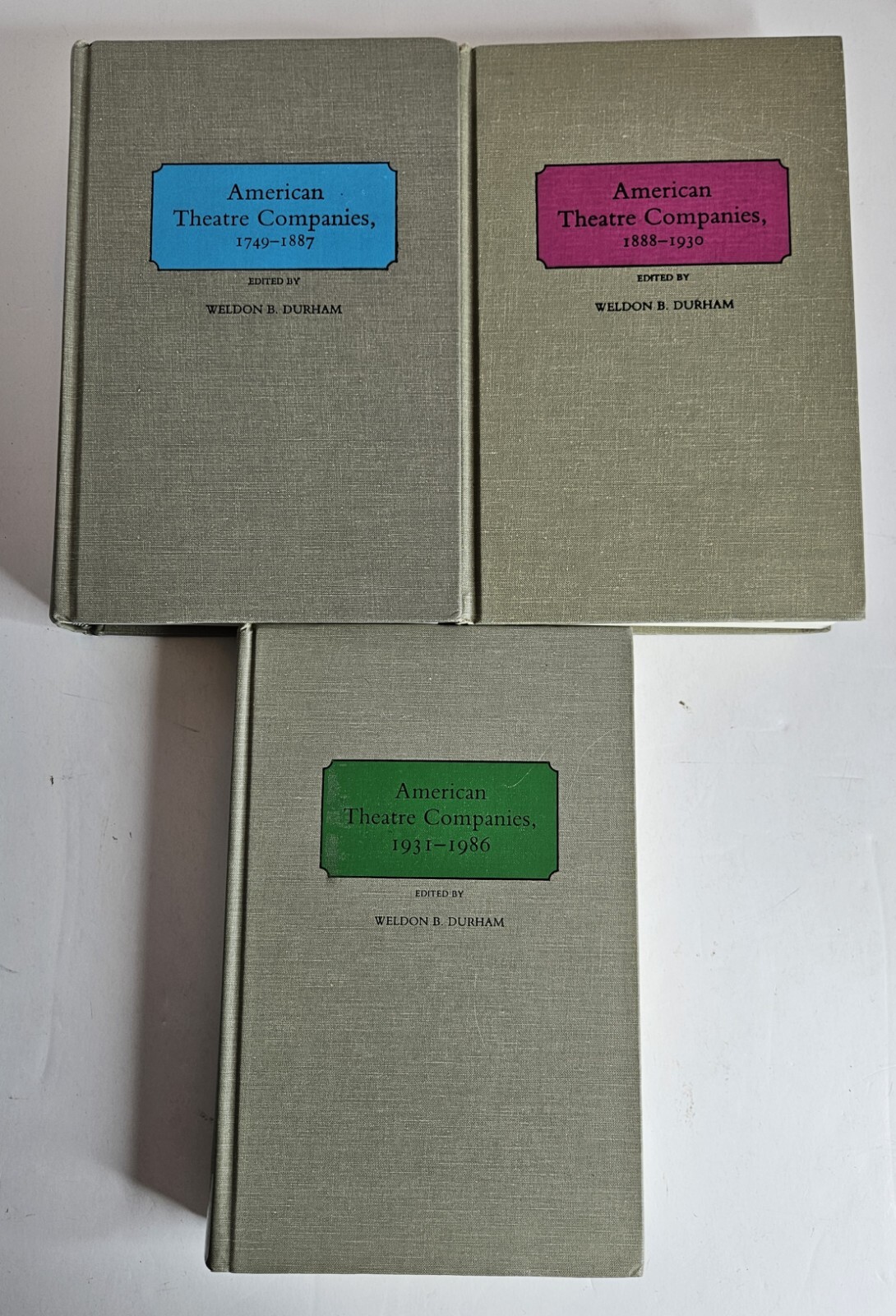 American Theatre Companies 1749-1986 by Durham 3-volume Set Theatre History American Theatre Companies 1749-1986 by Durham 3-volume Set Theatre History