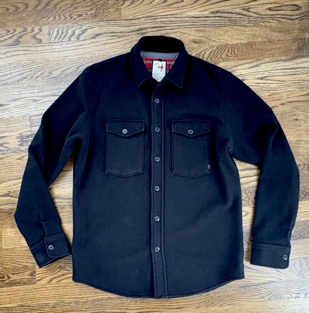 Relwen Men’s Pique Fleece Workshirt Shirt Jacket Black Size Medium