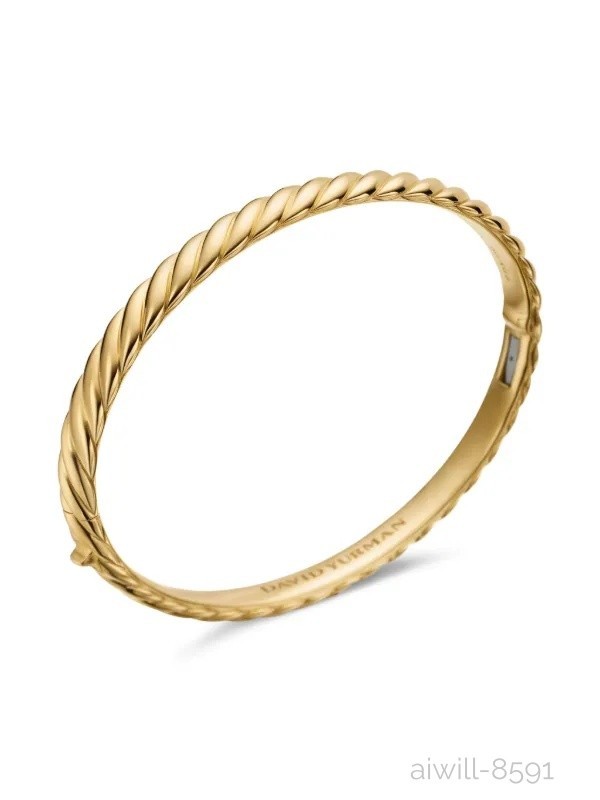 NEW 18K Yellow Gold Sculpted Cable Bangle BraceletDavdYurrman6.2mm size M