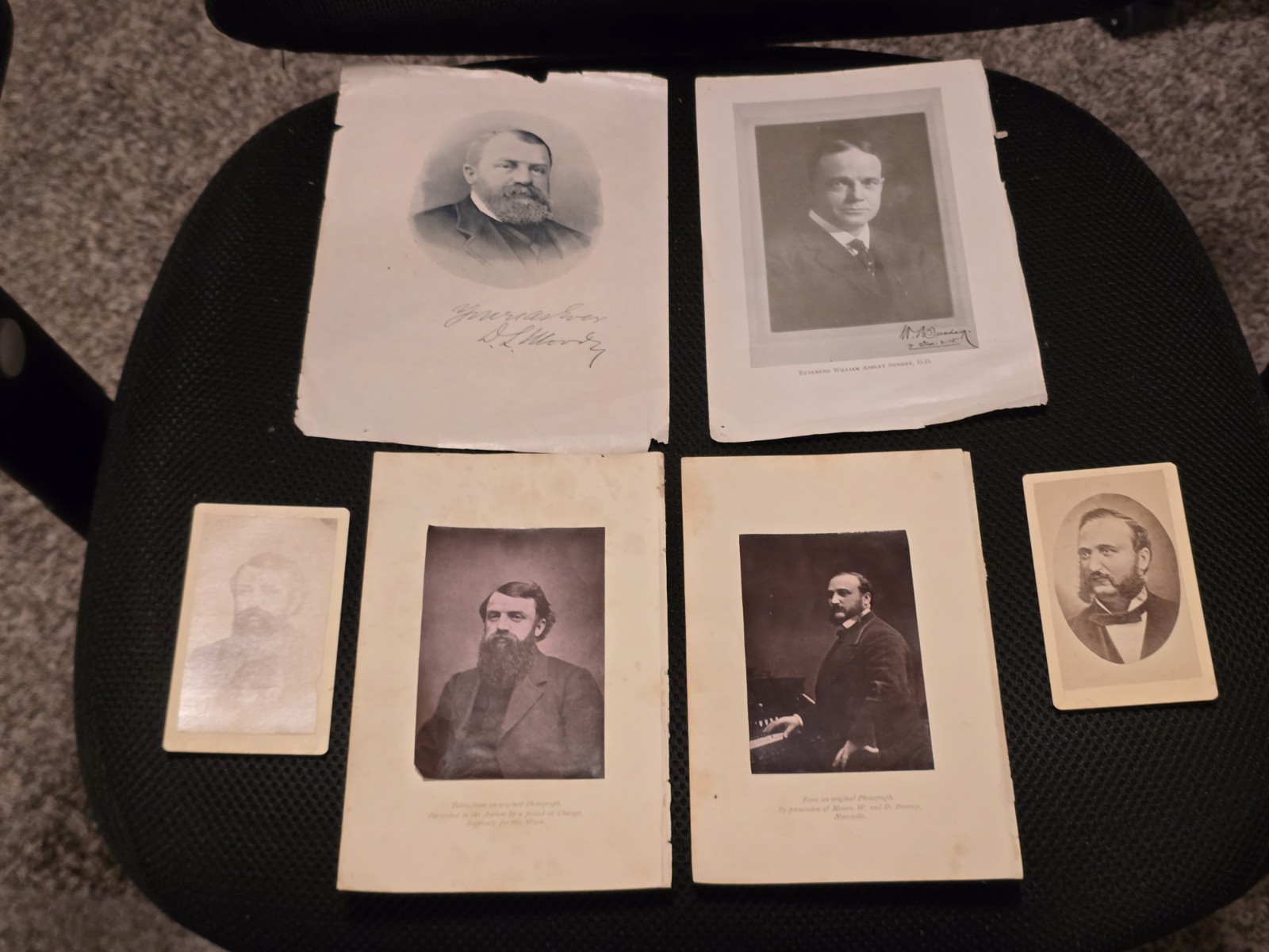 Vintage Lot Of 6 Photos Dwight D. L. Moody Ira Sankey Billy Sunday CDVs Etc Vintage Lot Of 6 Photos Dwight D. L. Moody Ira Sankey Billy Sunday CDVs Etc