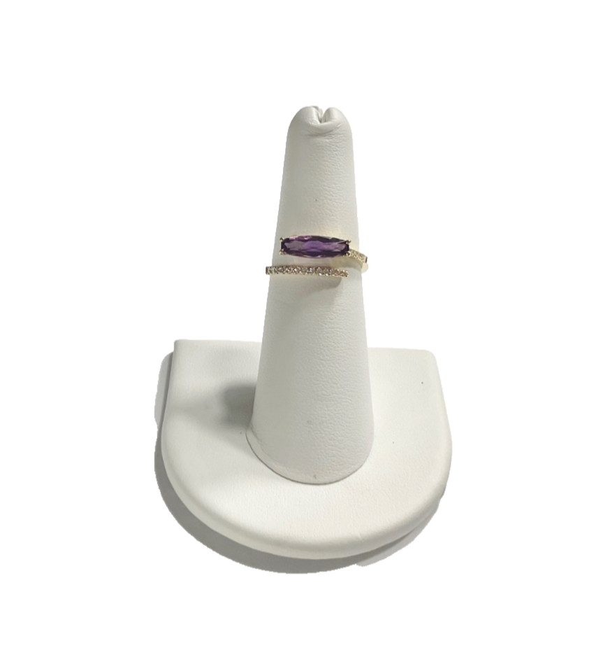 14KT Gold 1.65CT Amethyst & Diamond Ring Size 6.5 - Heart Of The Ocean Jewelry 14KT Gold 1.65CT Amethyst & Diamond Ring Size 6.5 - Heart Of The Ocean Jewelry