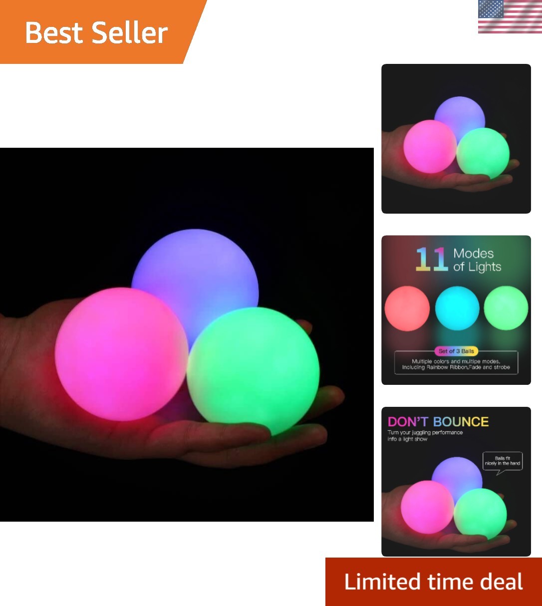Light Up LED Juggling Balls Set - 3 Vibrant, Rechargeable Balls for Beginners Light Up LED Juggling Balls Set - 3 Vibrant, Rechargeable Balls for Beginners