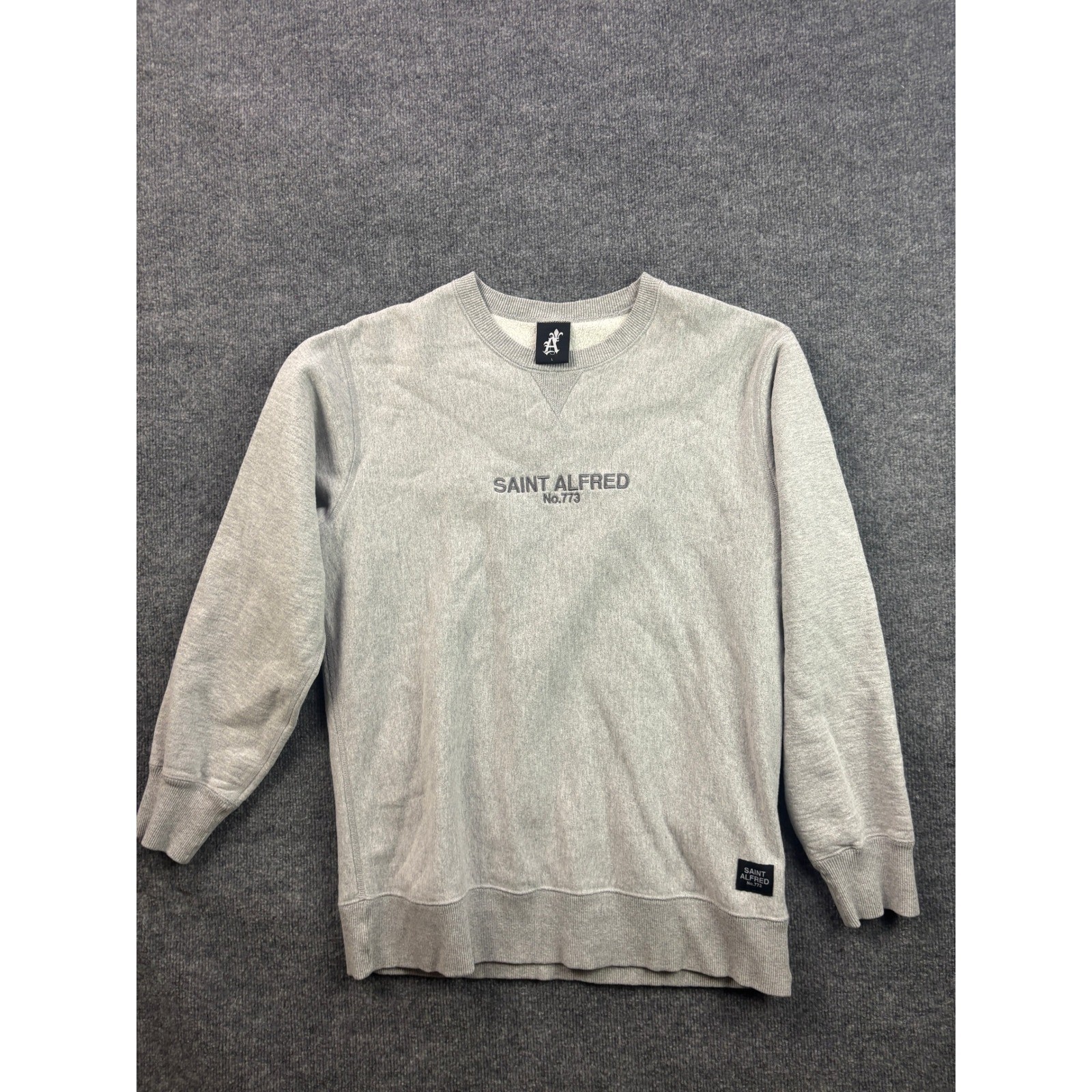Saint Alfred Sweatshirt Mens Large Gray No.773 Embroidered Crewneck Fleece