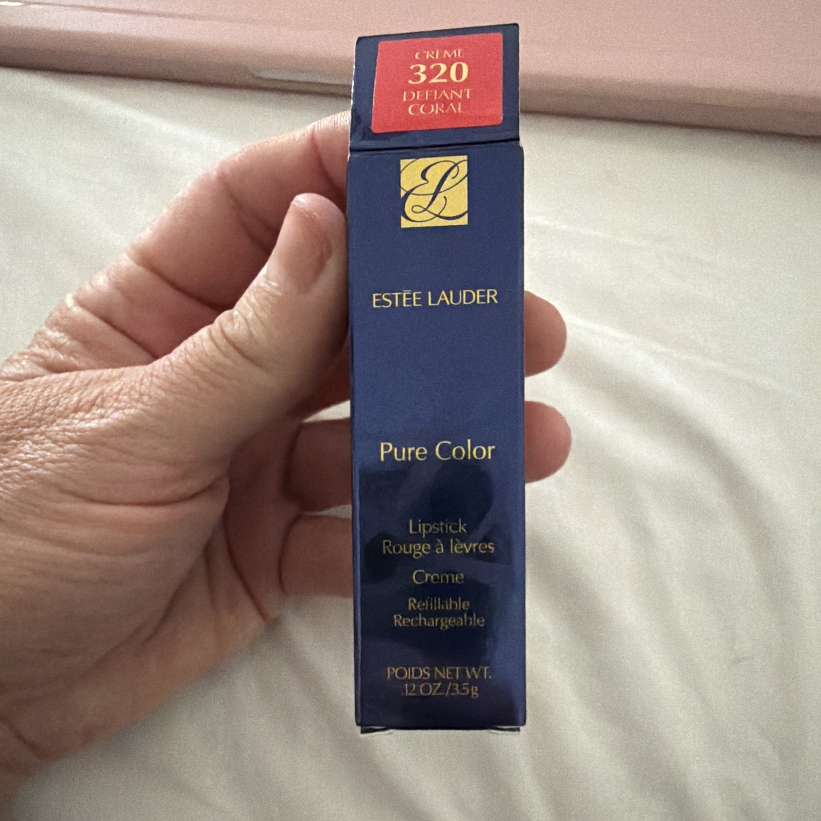 Estée Lauder Pure Color Creme Lipstick Stick Defiant Coral Refillable 0.12oz Estée Lauder Pure Color Creme Lipstick Stick Defiant Coral Refillable 0.12oz