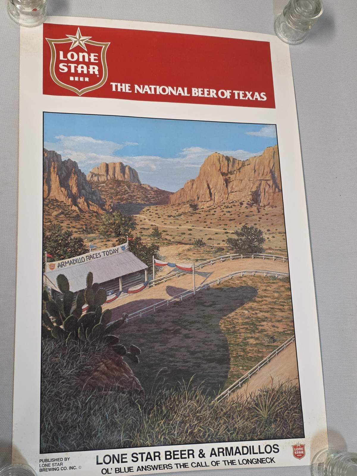 Vintage 1974 Lone Star Beer Poster Jim Franklin Armadillo Texas Ol Blue Longneck Vintage 1974 Lone Star Beer Poster Jim Franklin Armadillo Texas Ol Blue Longneck