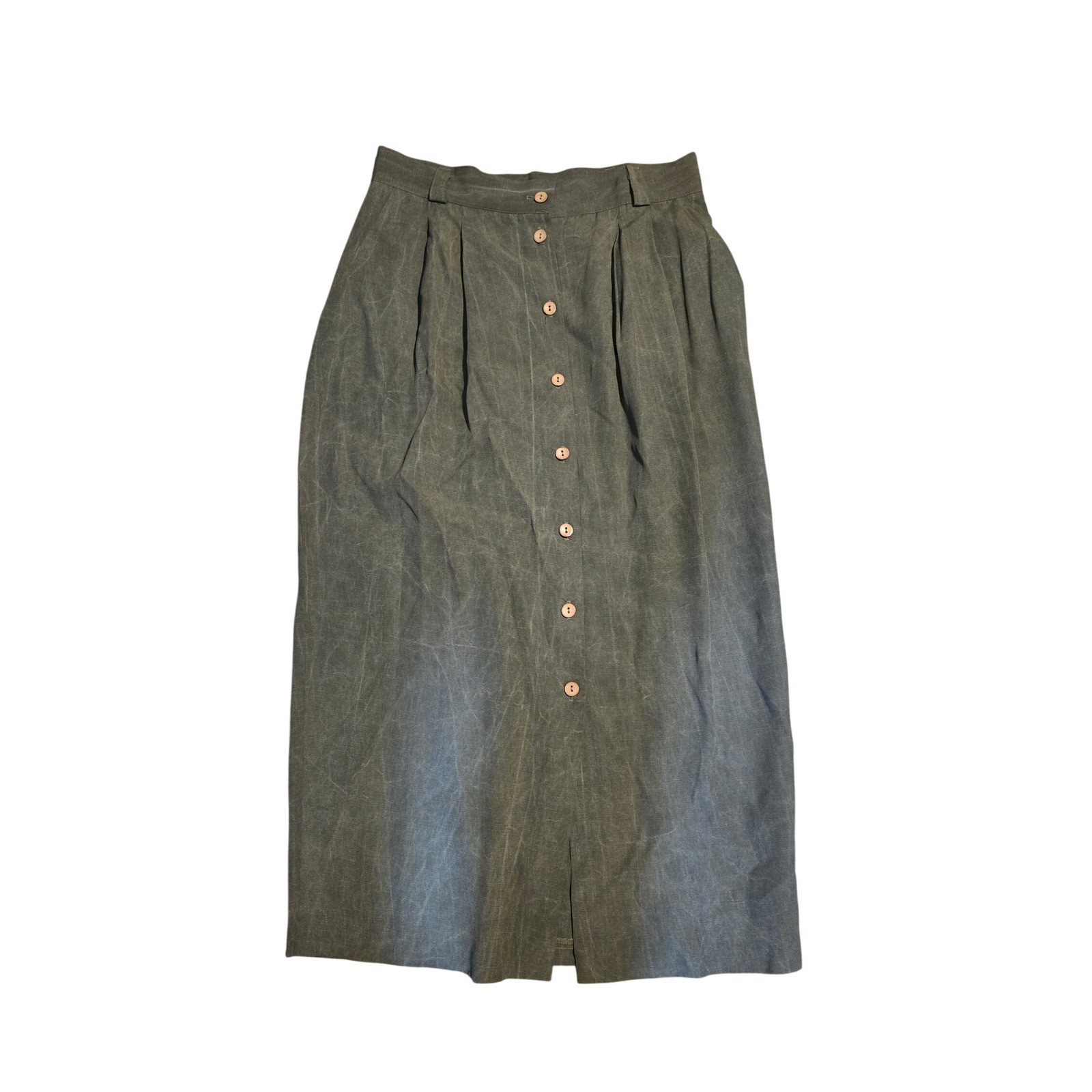 Paris Sport Club Vintage Button Front Midi Skirt Olive Green Pleated Size 14 Paris Sport Club Vintage Button Front Midi Skirt Olive Green Pleated Size 14