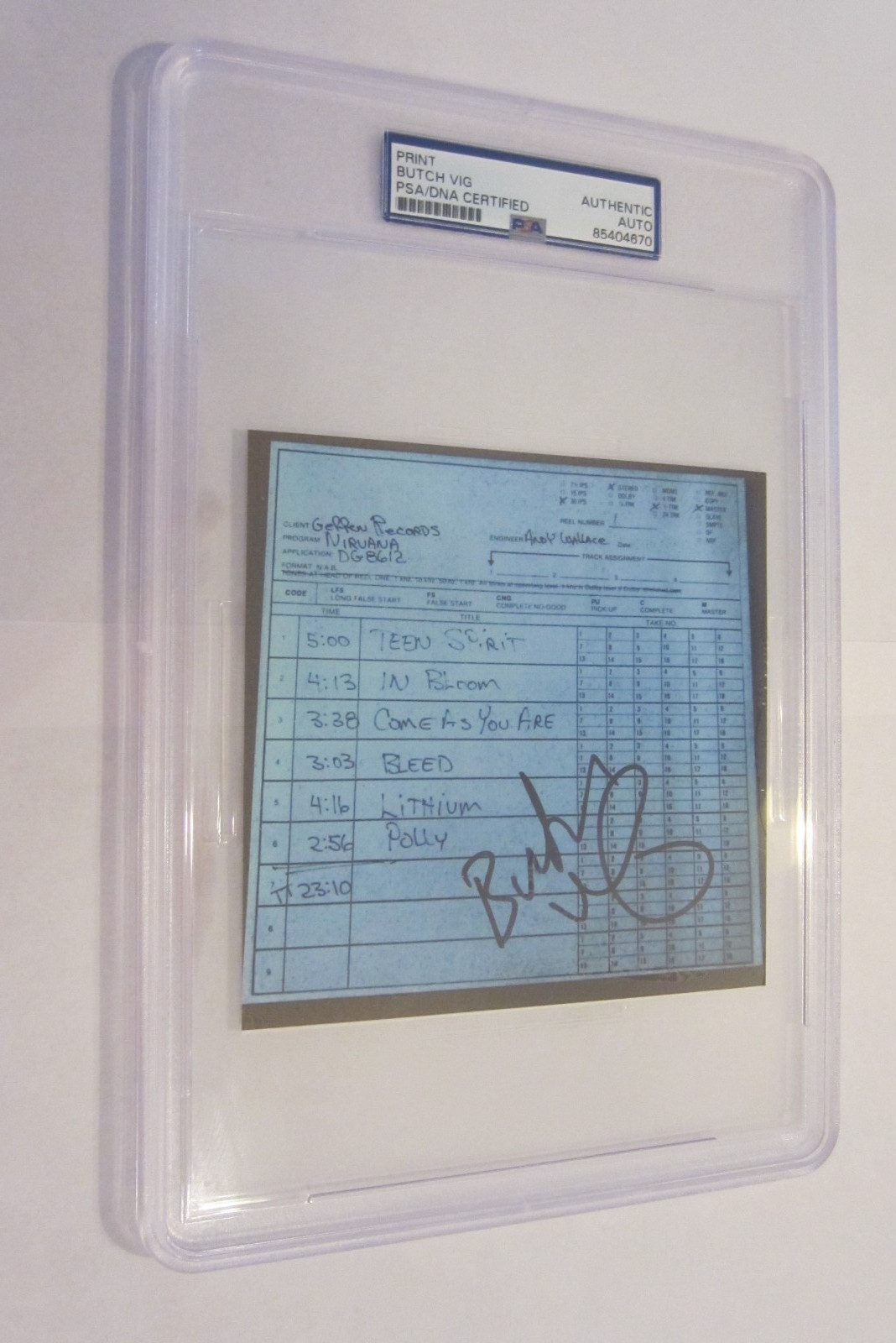 Butch Vig produced Nirvana Nevermind signed autographed 5x5 photo PSA authentic Butch Vig produced Nirvana Nevermind signed autographed 5x5 photo PSA authentic
