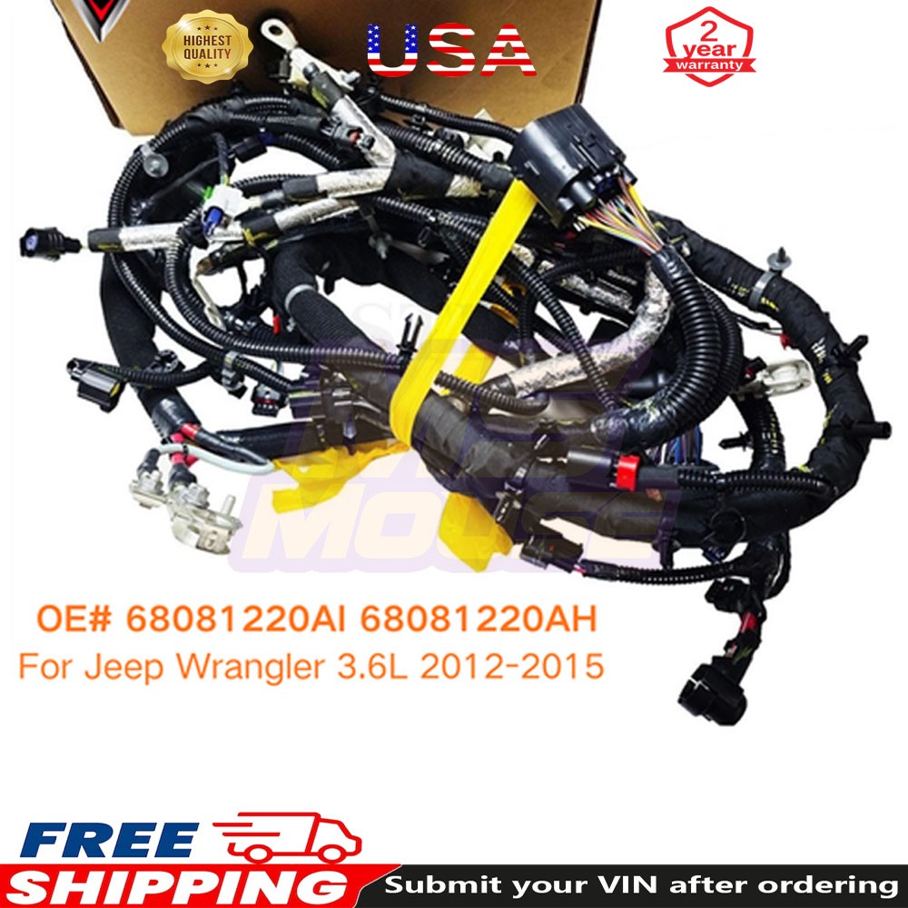 Engine Wiring Harness For 2012-2015 Jeep Wrangler JK 3.6L 68081220AI 68081220AH